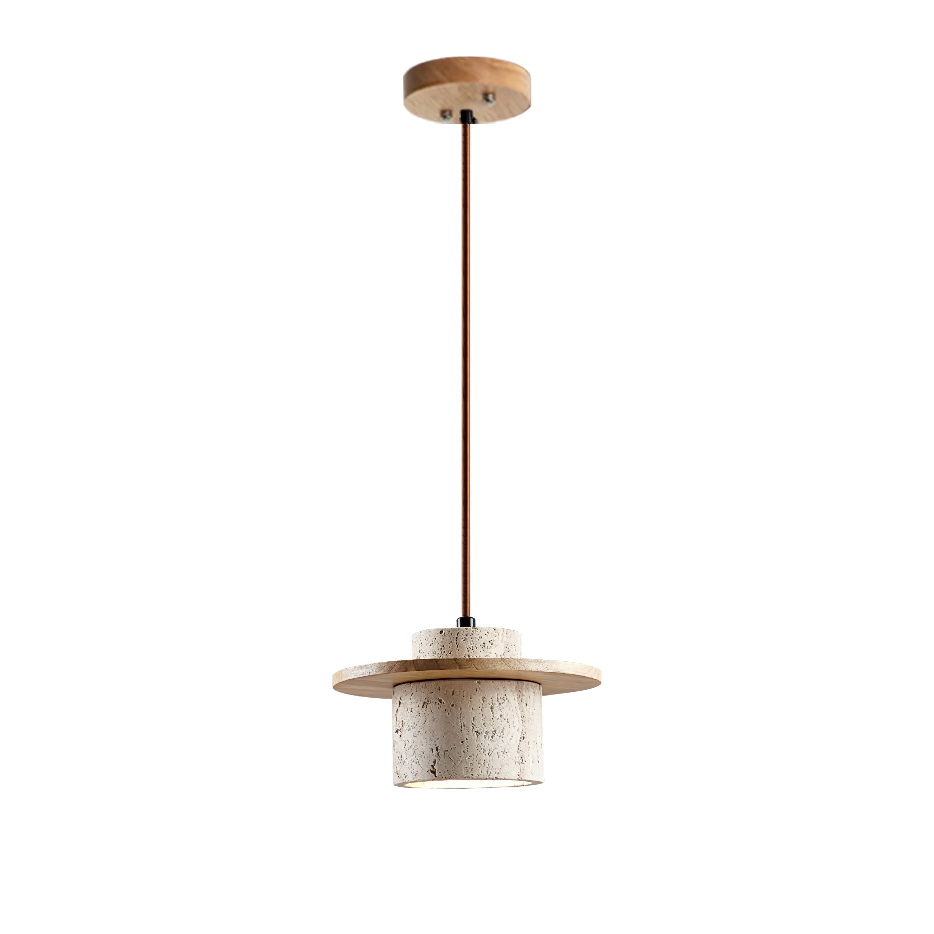 Elvaria Disc Cylinder Travertine Pendant Light - Letslighting