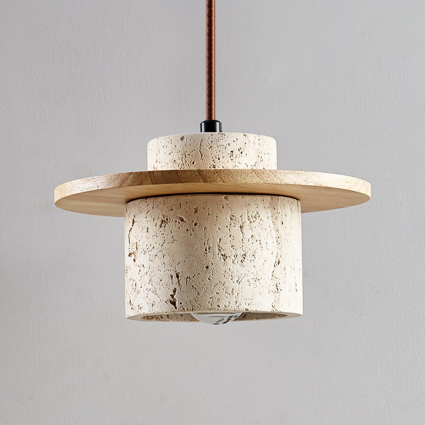Elvaria Disc Cylinder Travertine Pendant Light - Letslighting