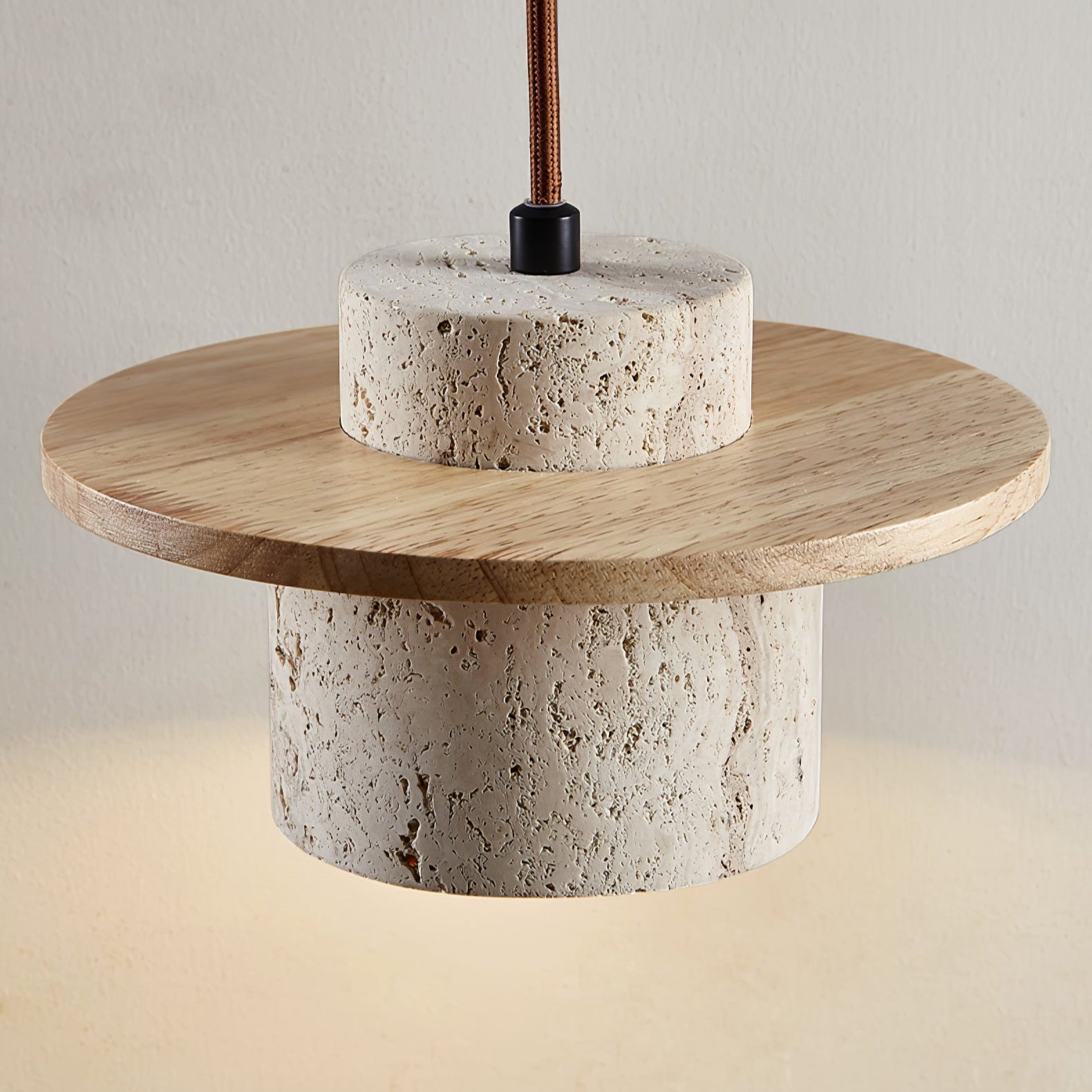 Elvaria Disc Cylinder Travertine Pendant Light - Letslighting