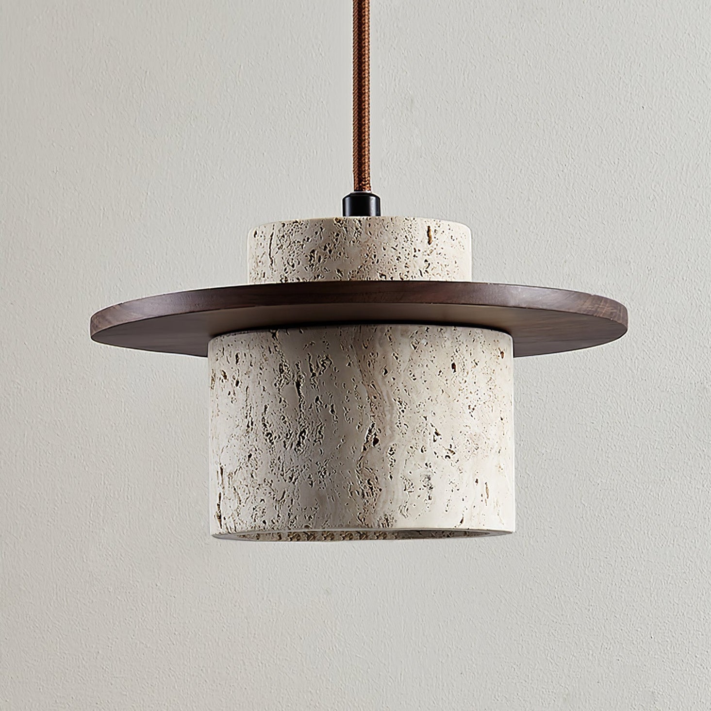 Elvaria Disc Cylinder Travertine Pendant Light - Letslighting