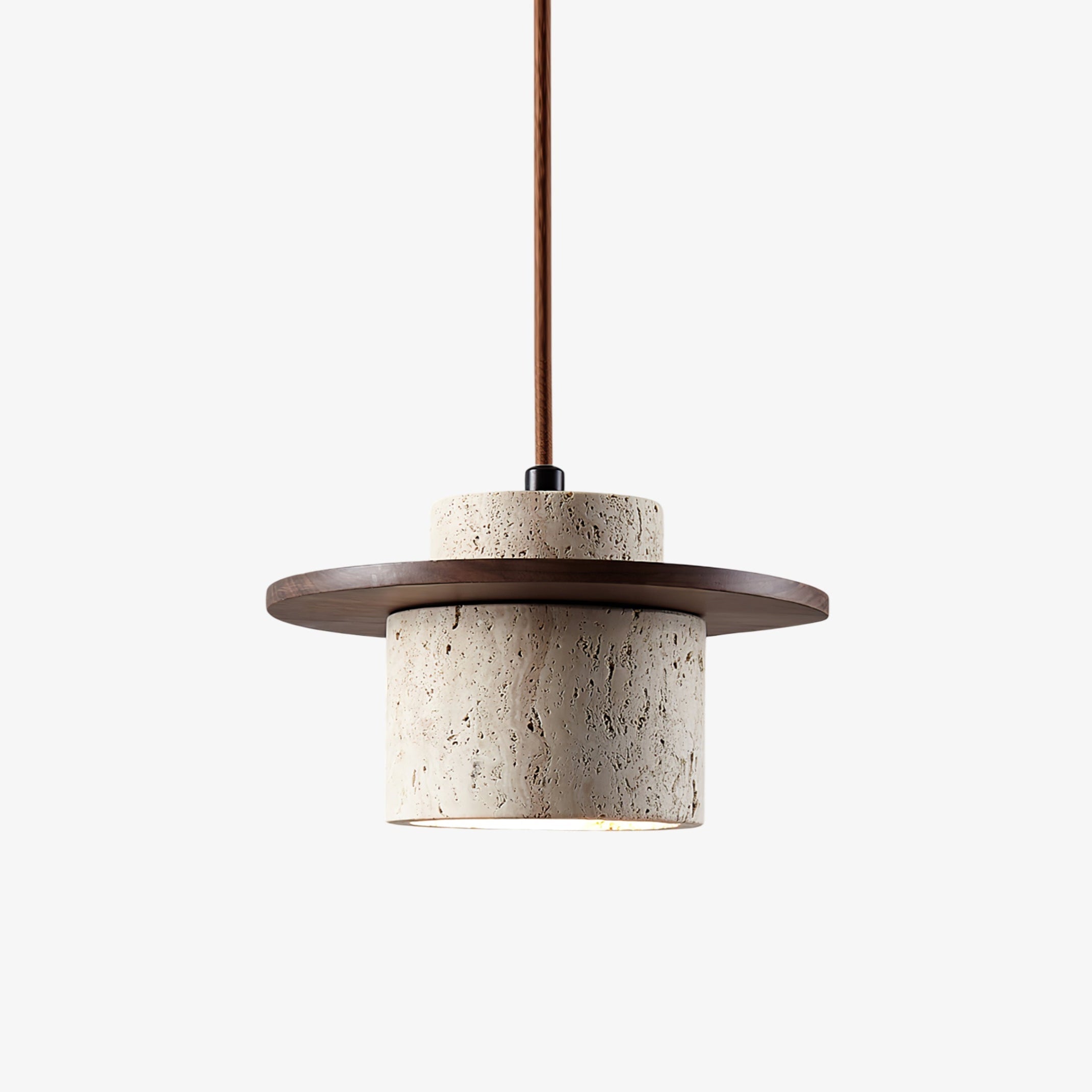 Elvaria Disc Cylinder Travertine Pendant Light - Letslighting