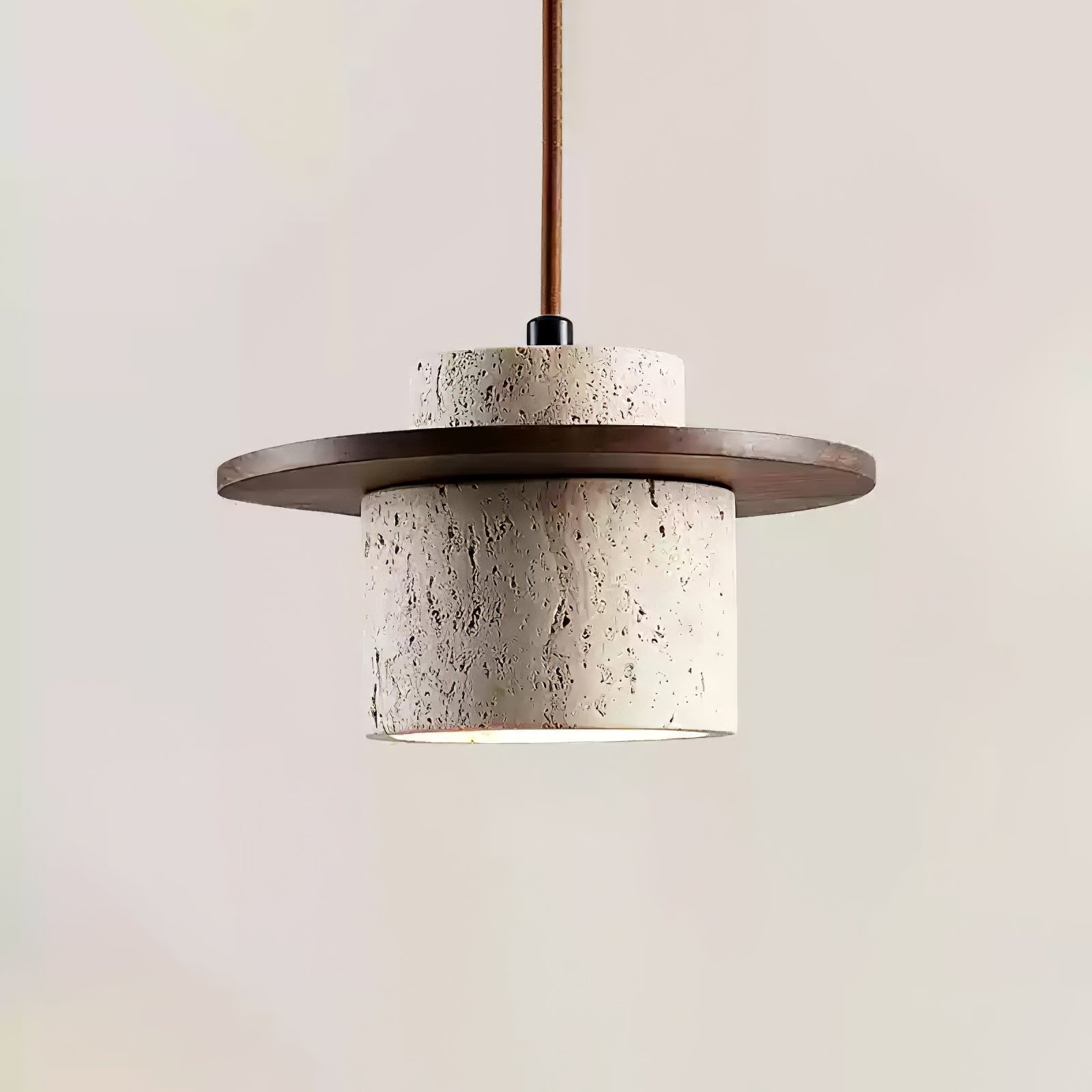 Elvaria Disc Cylinder Travertine Pendant Light - Letslighting