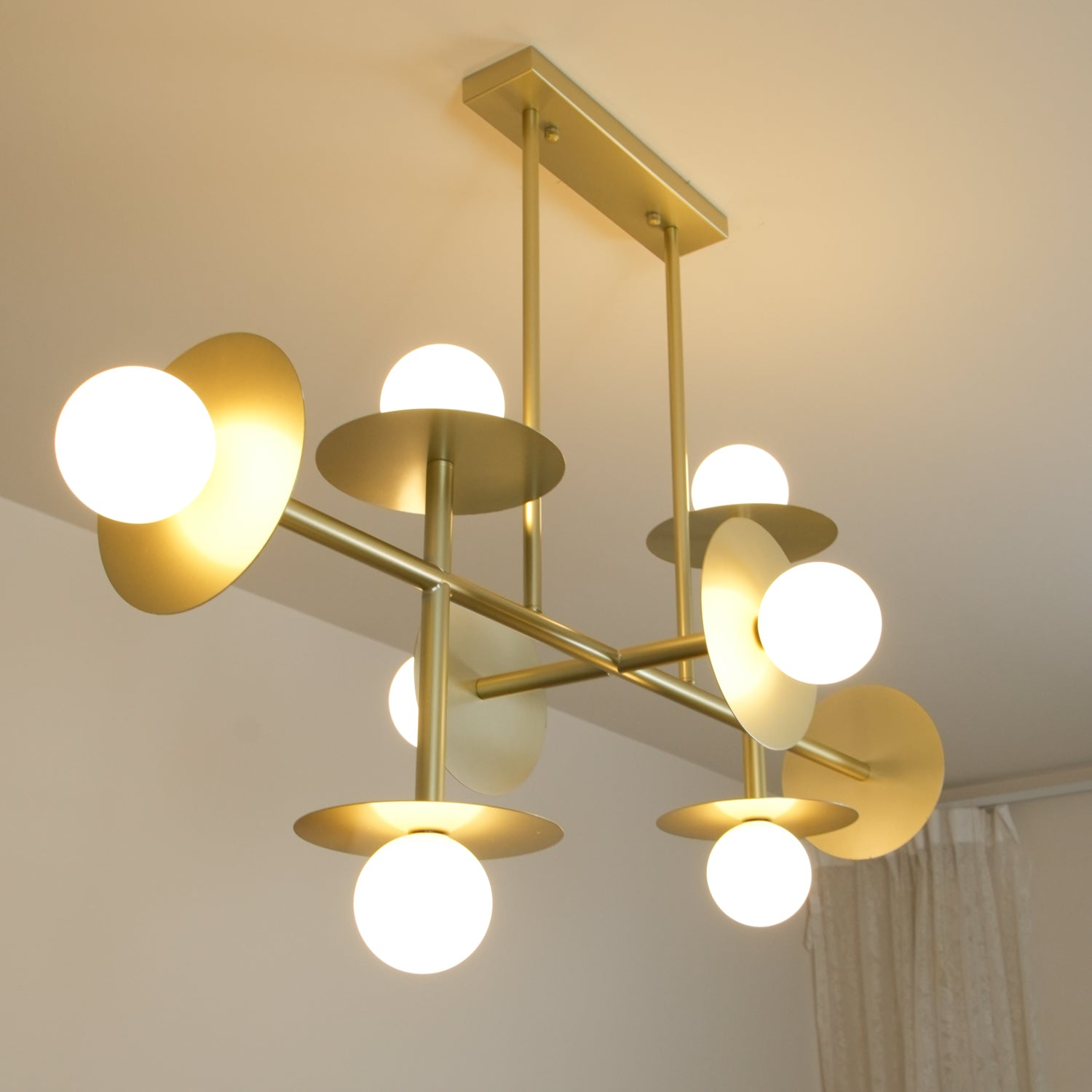 Lustra Strada Chandelier Brass Glass Geometric - Letslighting