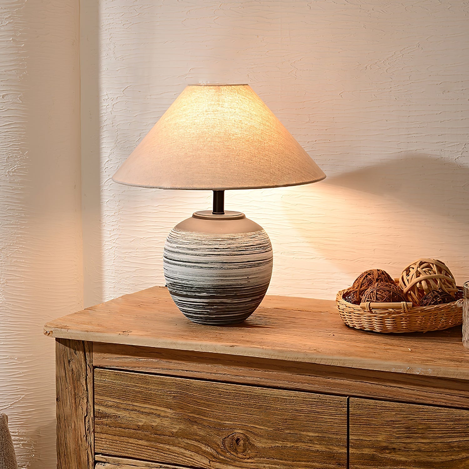 Strata Modern Ceramic & Fabric Table Lamp
