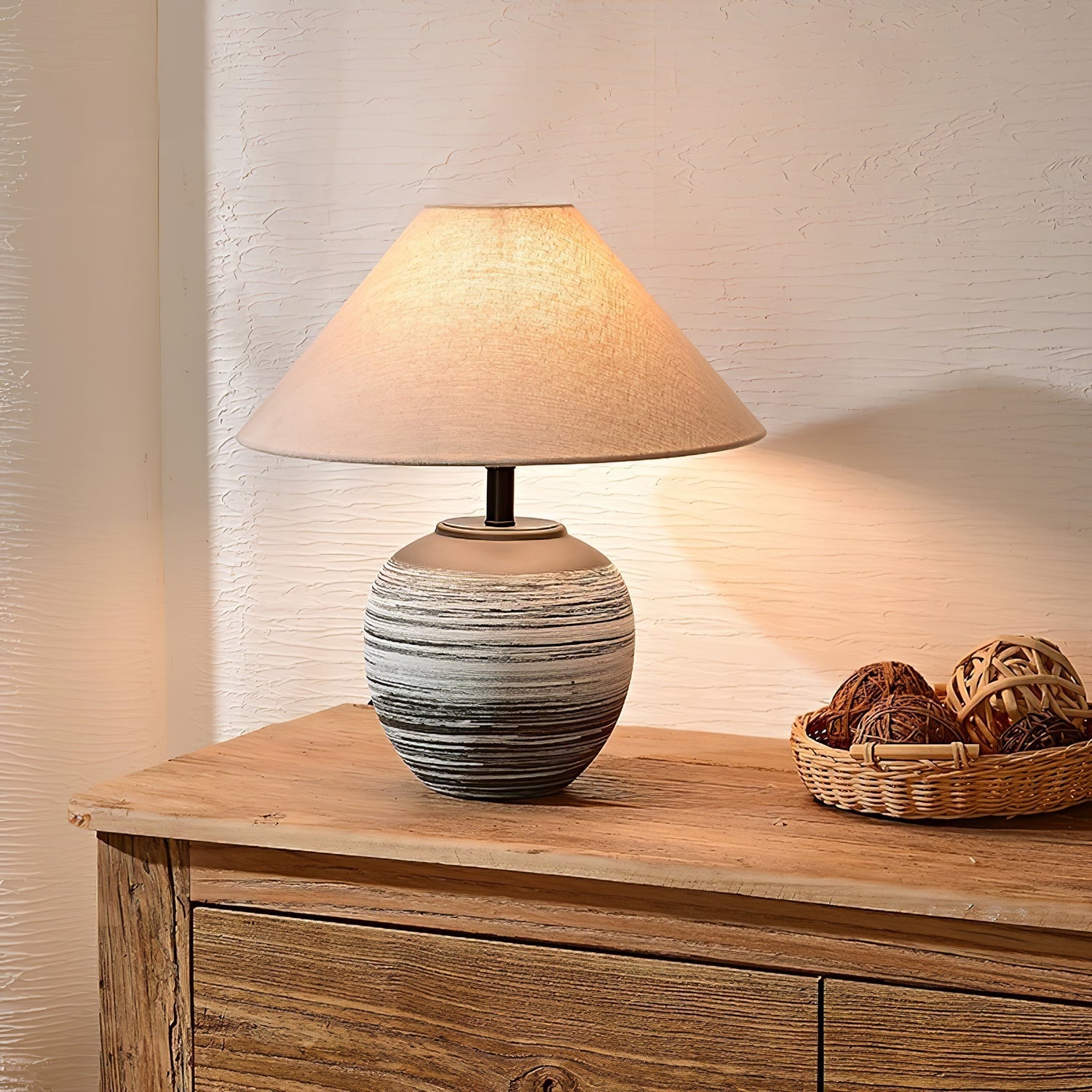 Strata Modern Ceramic & Fabric Table Lamp