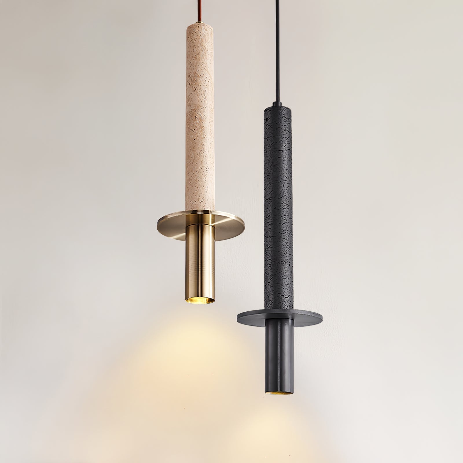 Avdoryra Dual Cylinder Travertine Pendant Light - Letslighting