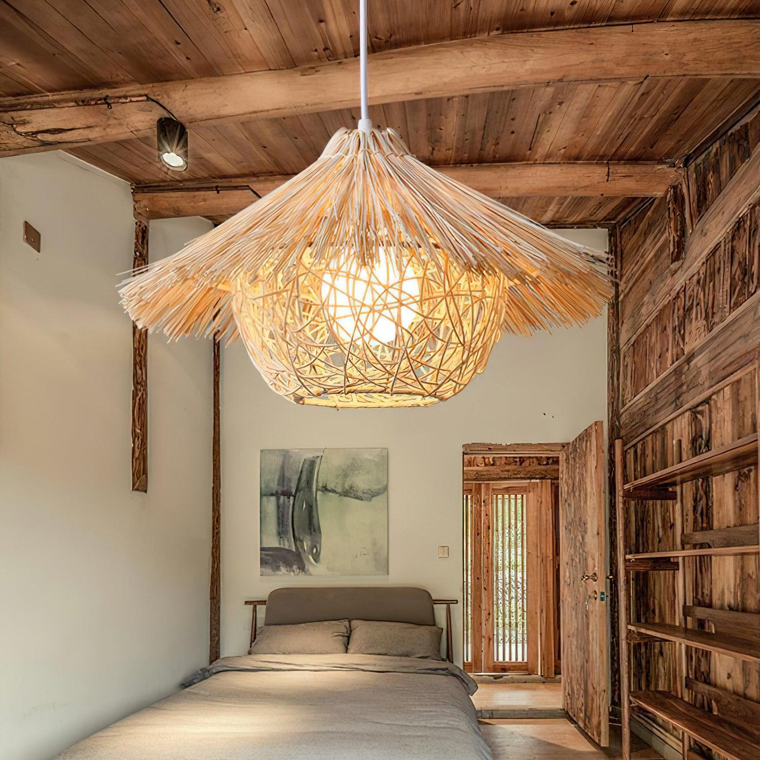 Catala Straw Hat Rattan Pendant Light - Letslighting