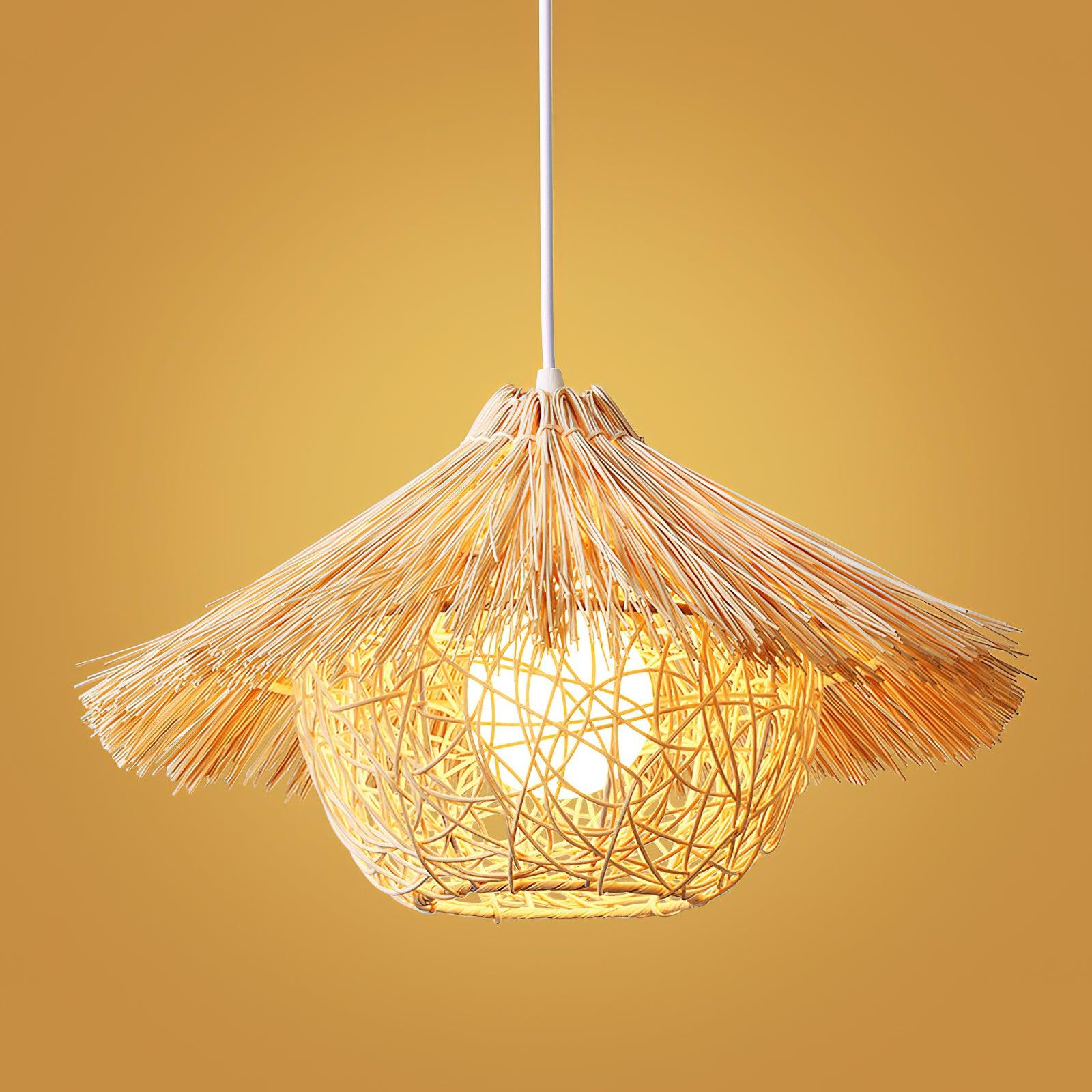 Catala Straw Hat Rattan Pendant Light - Letslighting