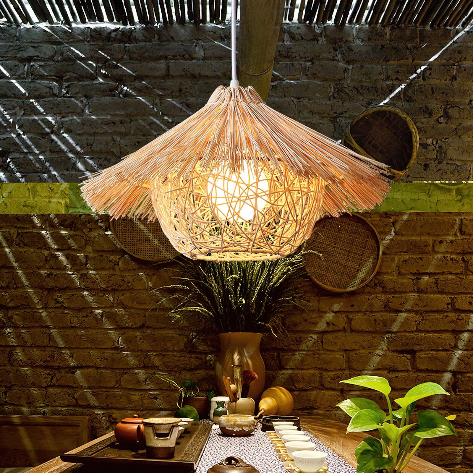 Catala Straw Hat Rattan Pendant Light - Letslighting