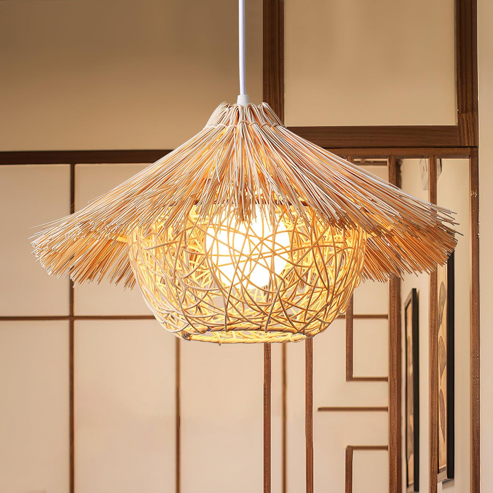 Catala Straw Hat Rattan Pendant Light - Letslighting