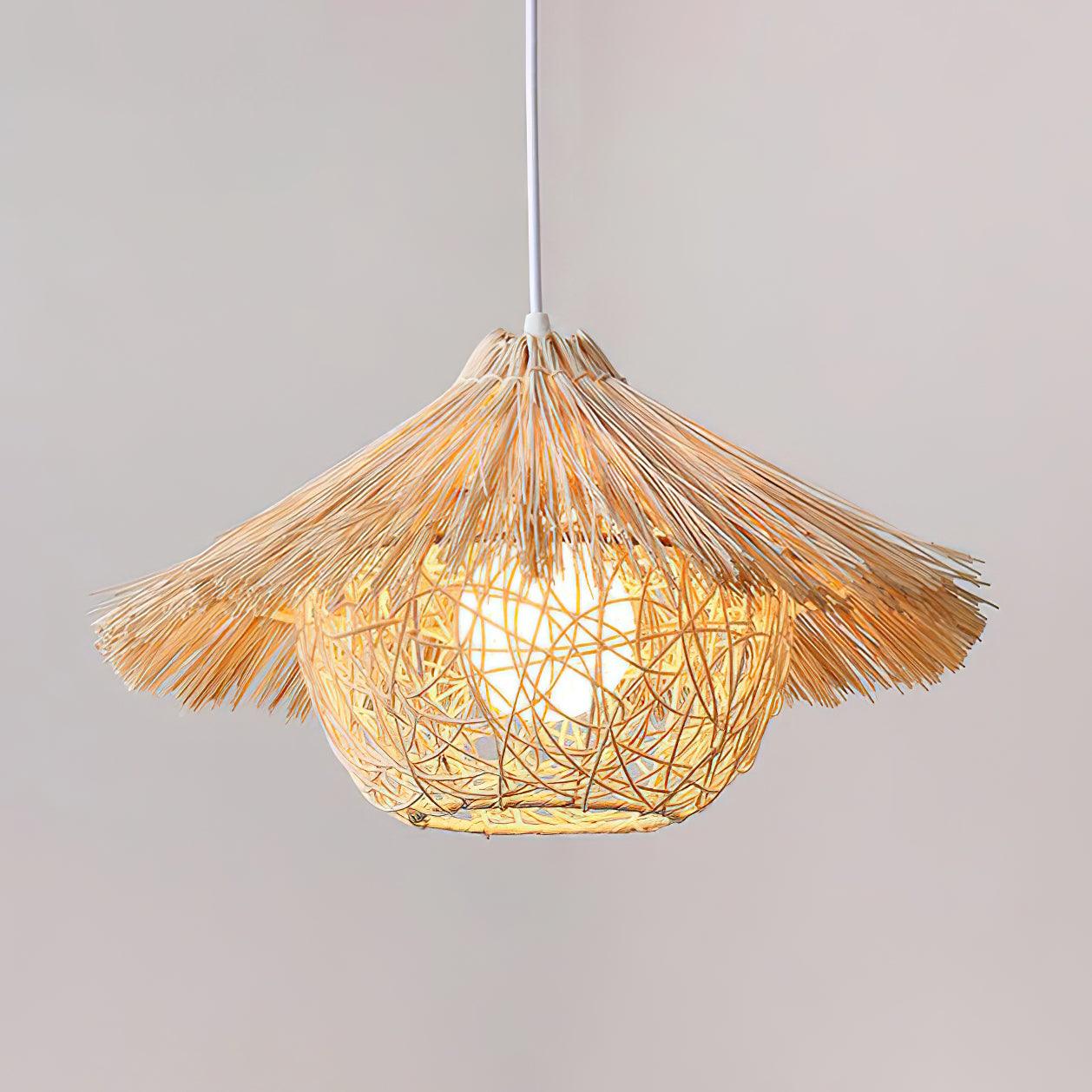 Catala Straw Hat Rattan Pendant Light - Letslighting