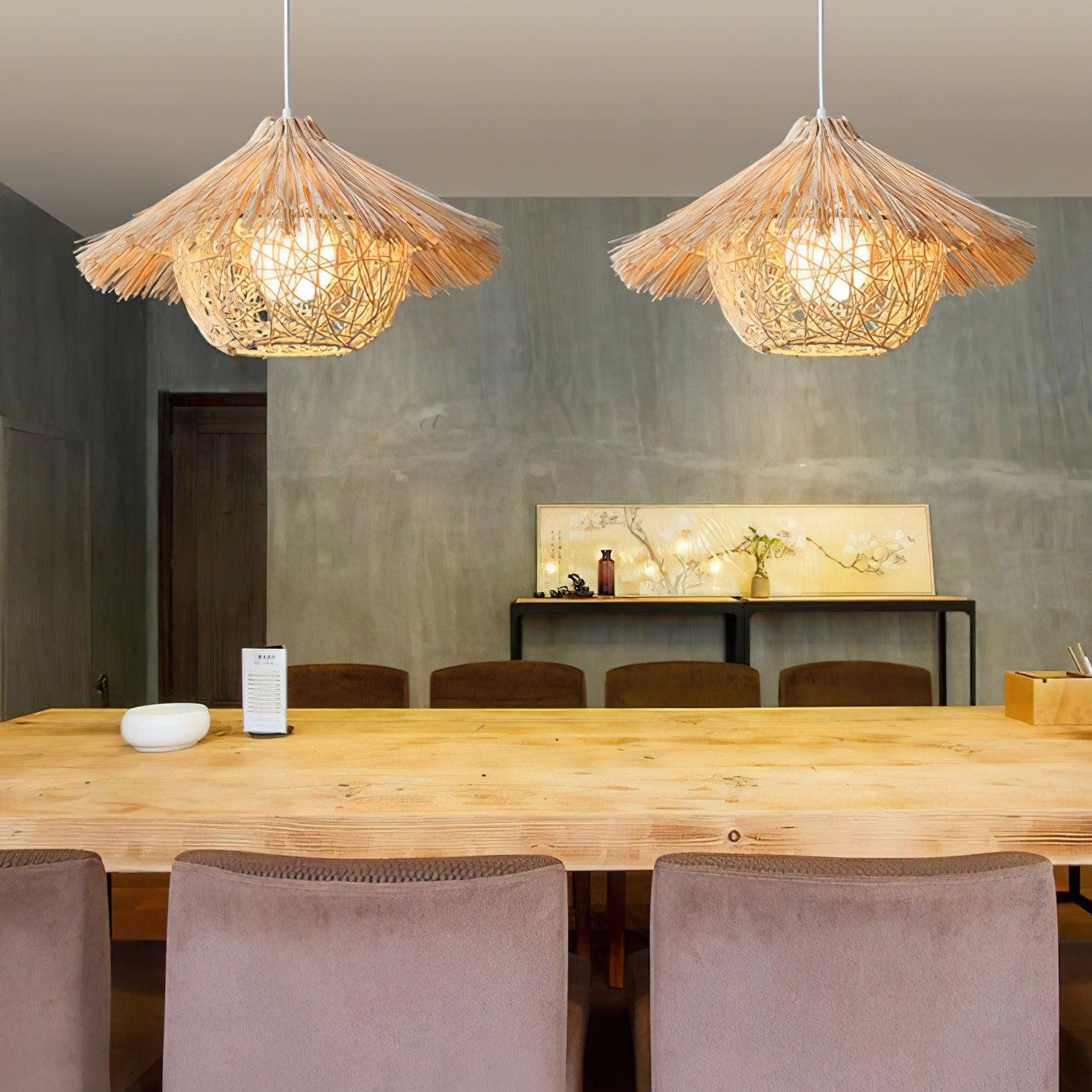 Catala Straw Hat Rattan Pendant Light - Letslighting