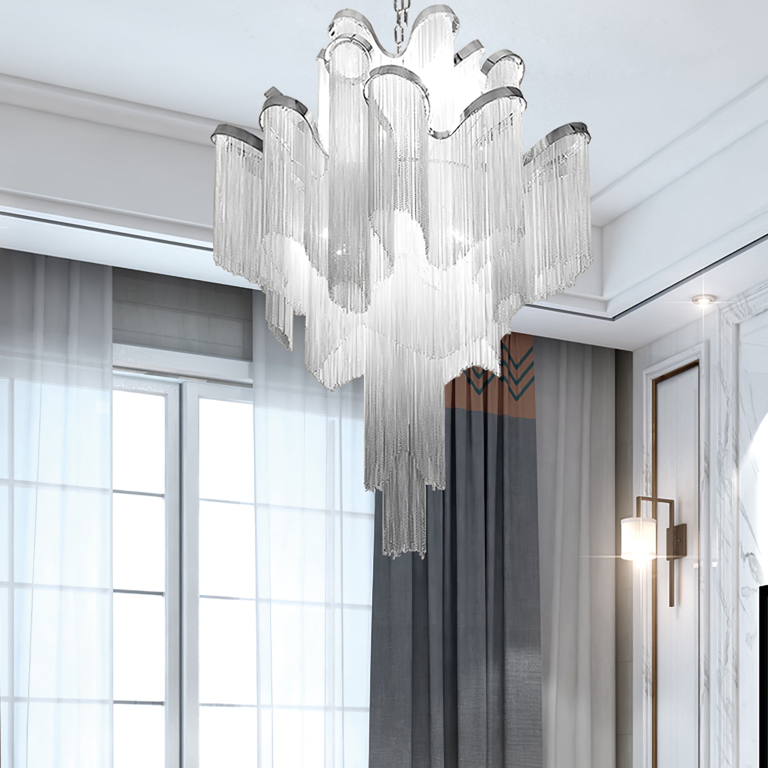 Lustra Pendant Lamp Stream Chain Nickel - Letslighting
