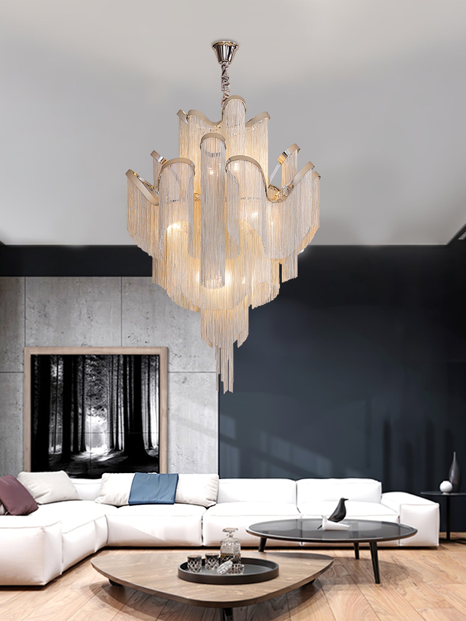 Lustra Pendant Lamp Stream Chain Nickel - Letslighting