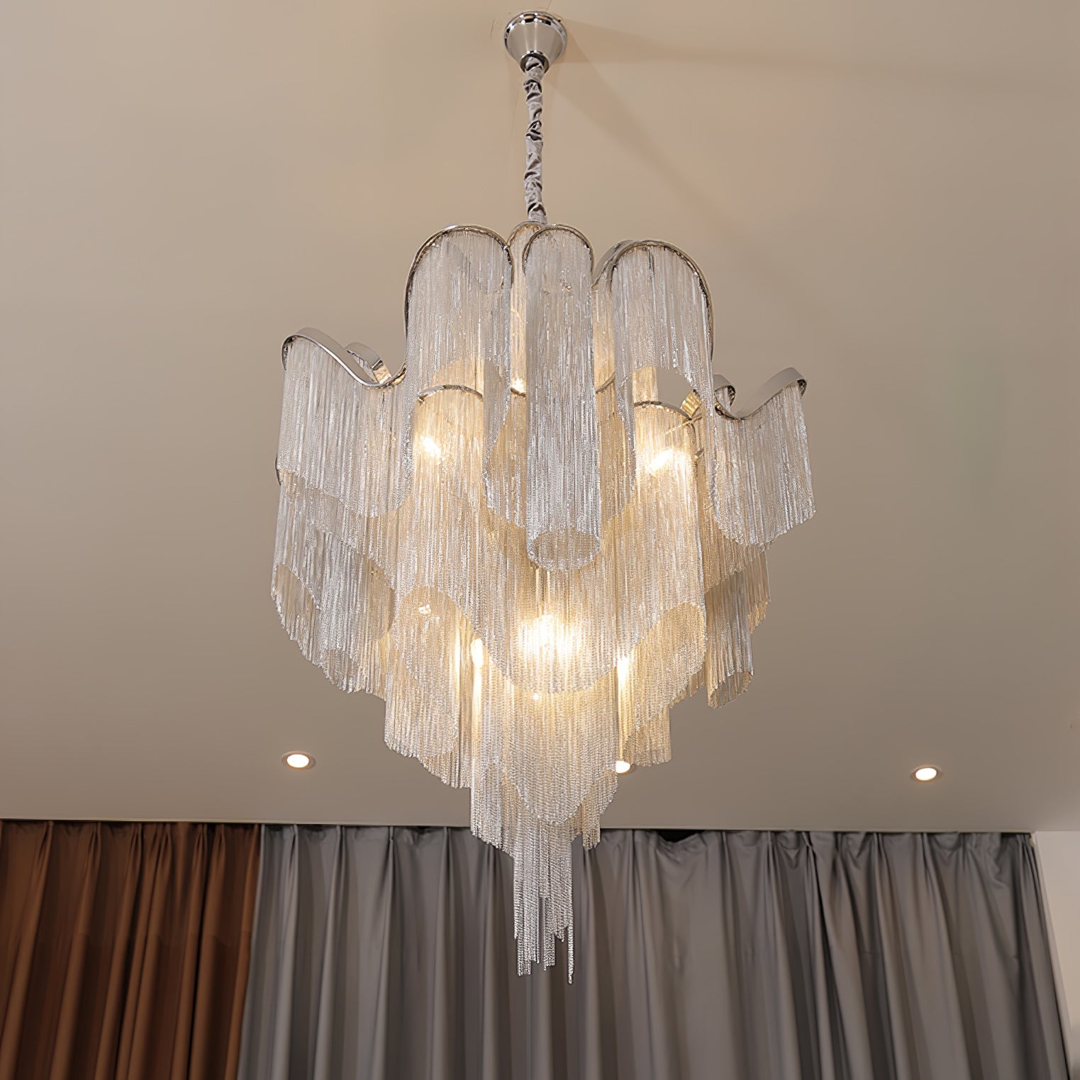 Lustra Pendant Lamp Stream Chain Nickel - Letslighting