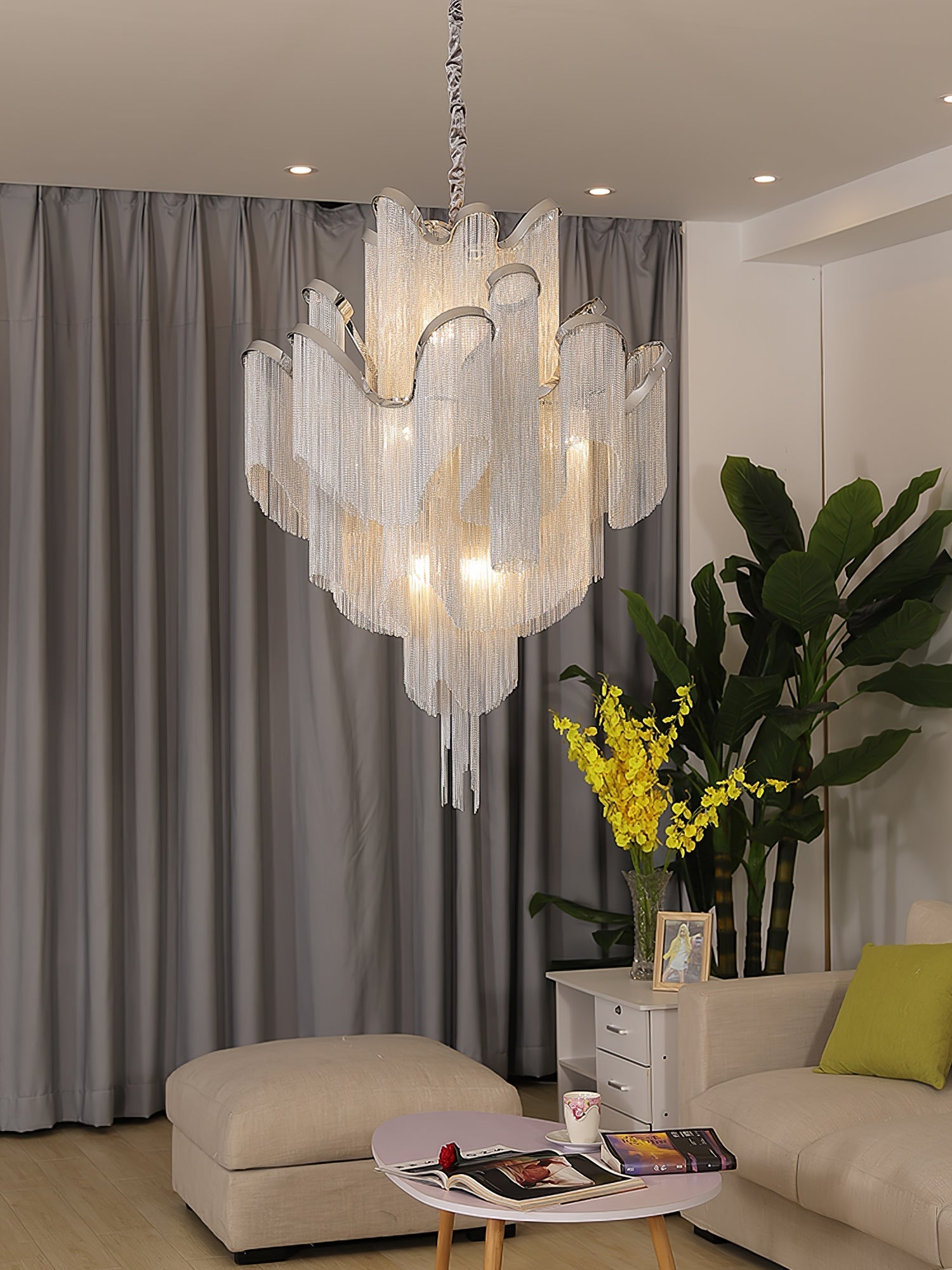 Lustra Pendant Lamp Stream Chain Nickel - Letslighting