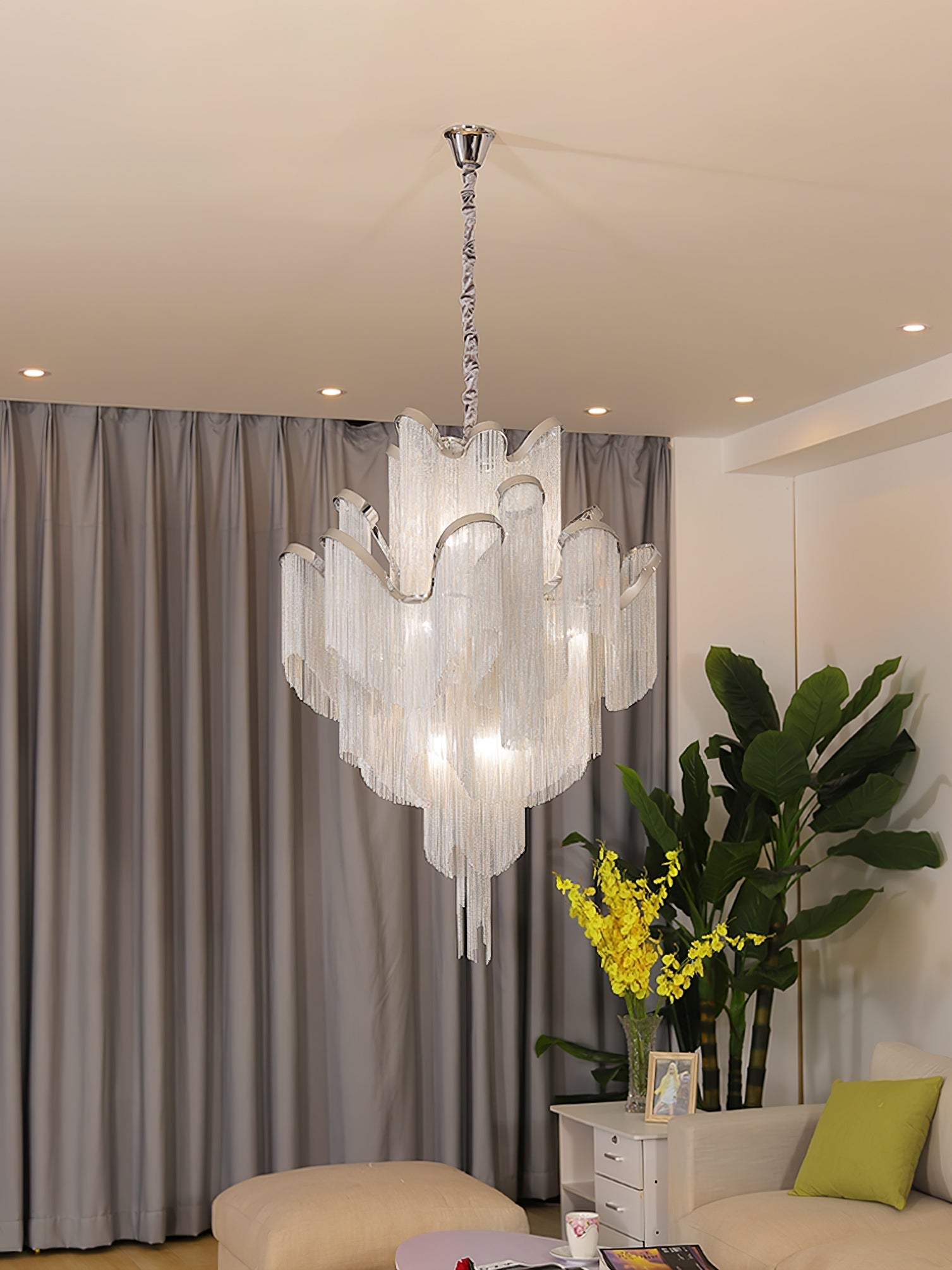 Lustra Pendant Lamp Stream Chain Nickel - Letslighting