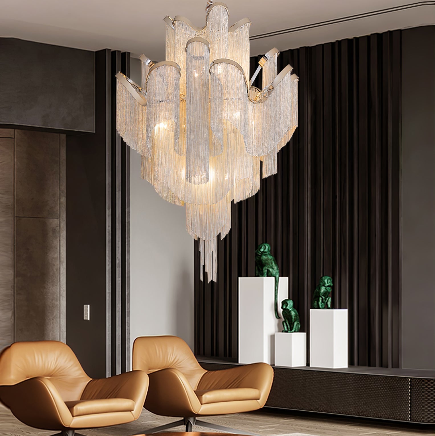Lustra Pendant Lamp Stream Chain Nickel - Letslighting