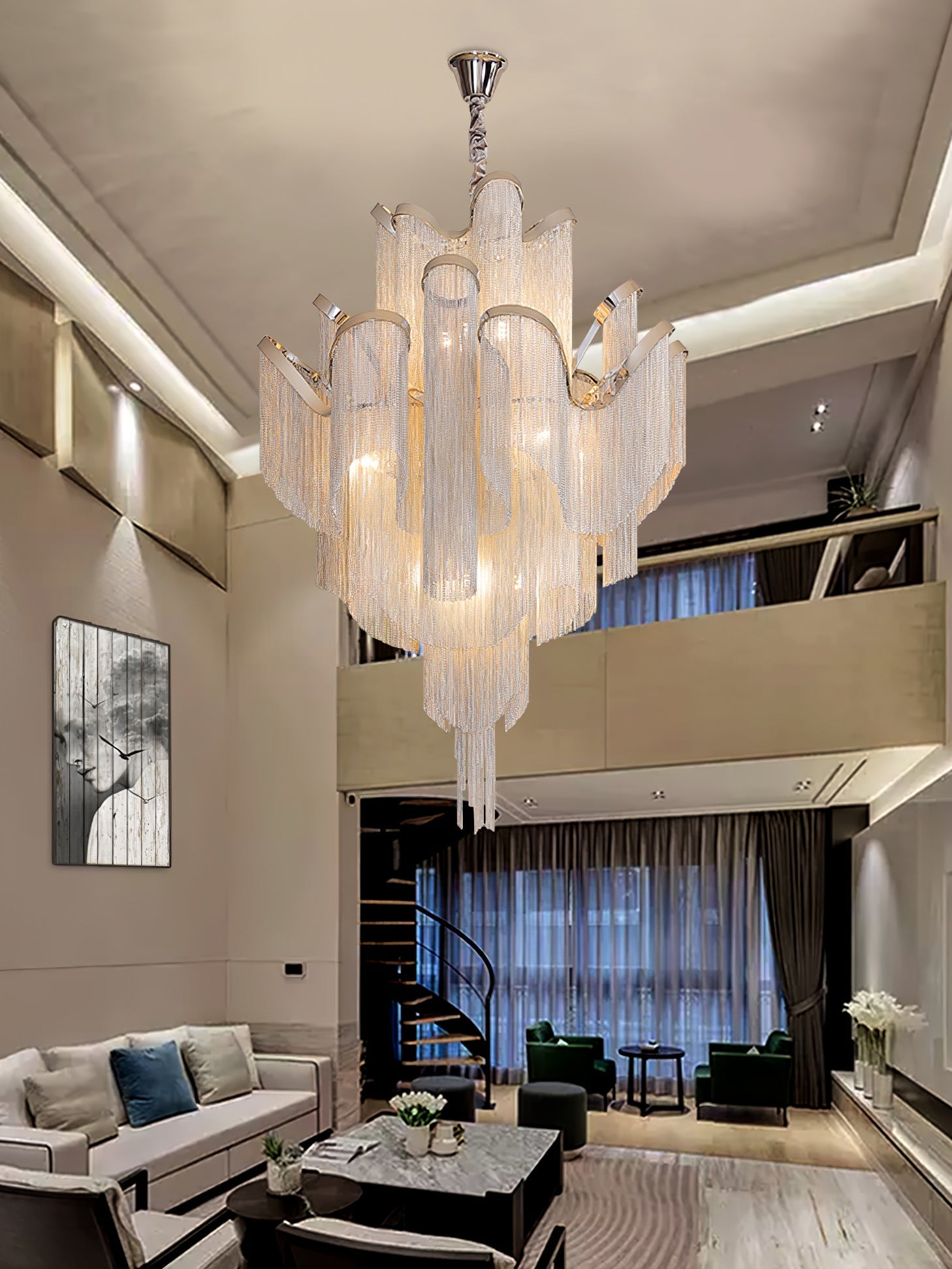 Lustra Pendant Lamp Stream Chain Nickel - Letslighting