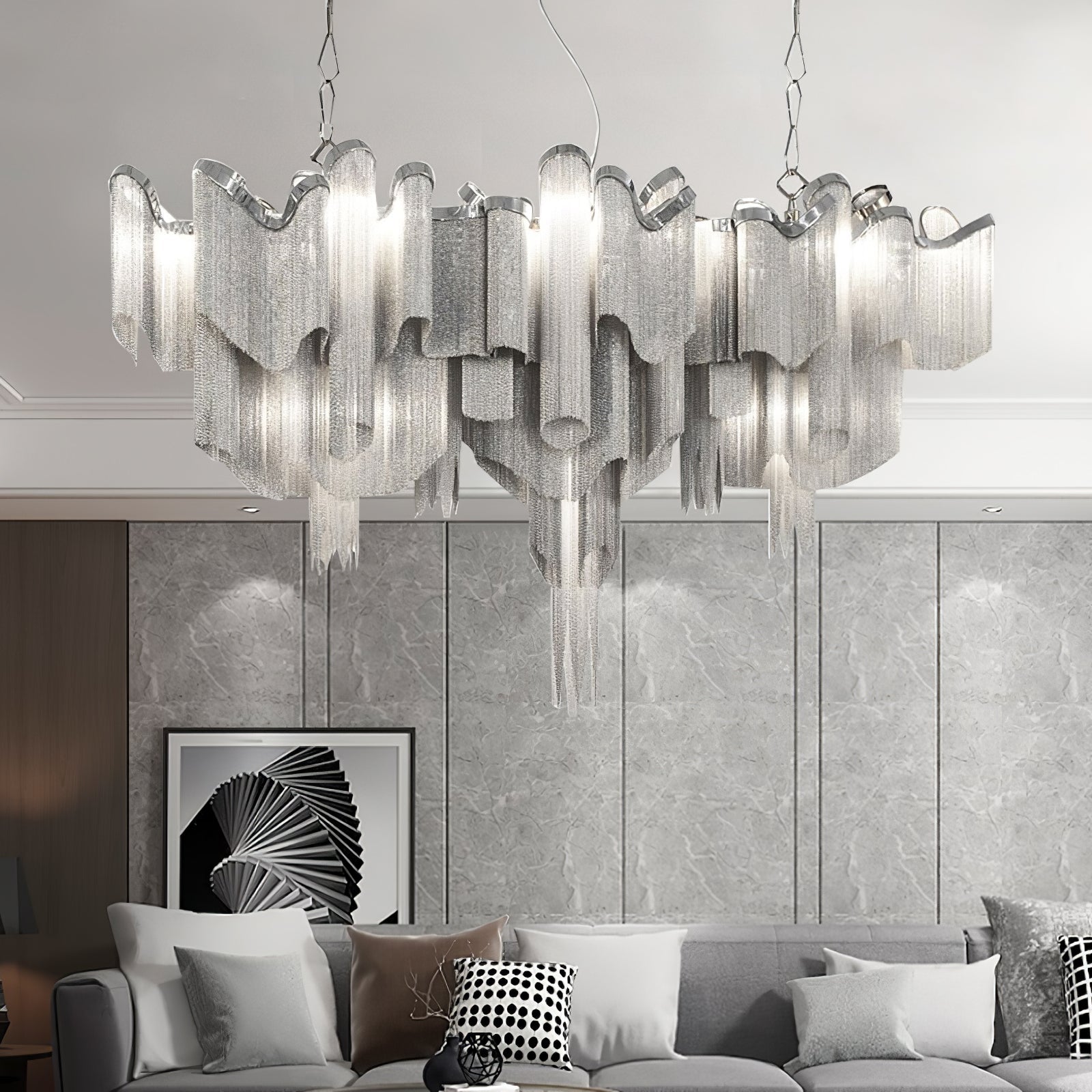 Lustra Pendant Lamp Stream Chain Nickel - Letslighting