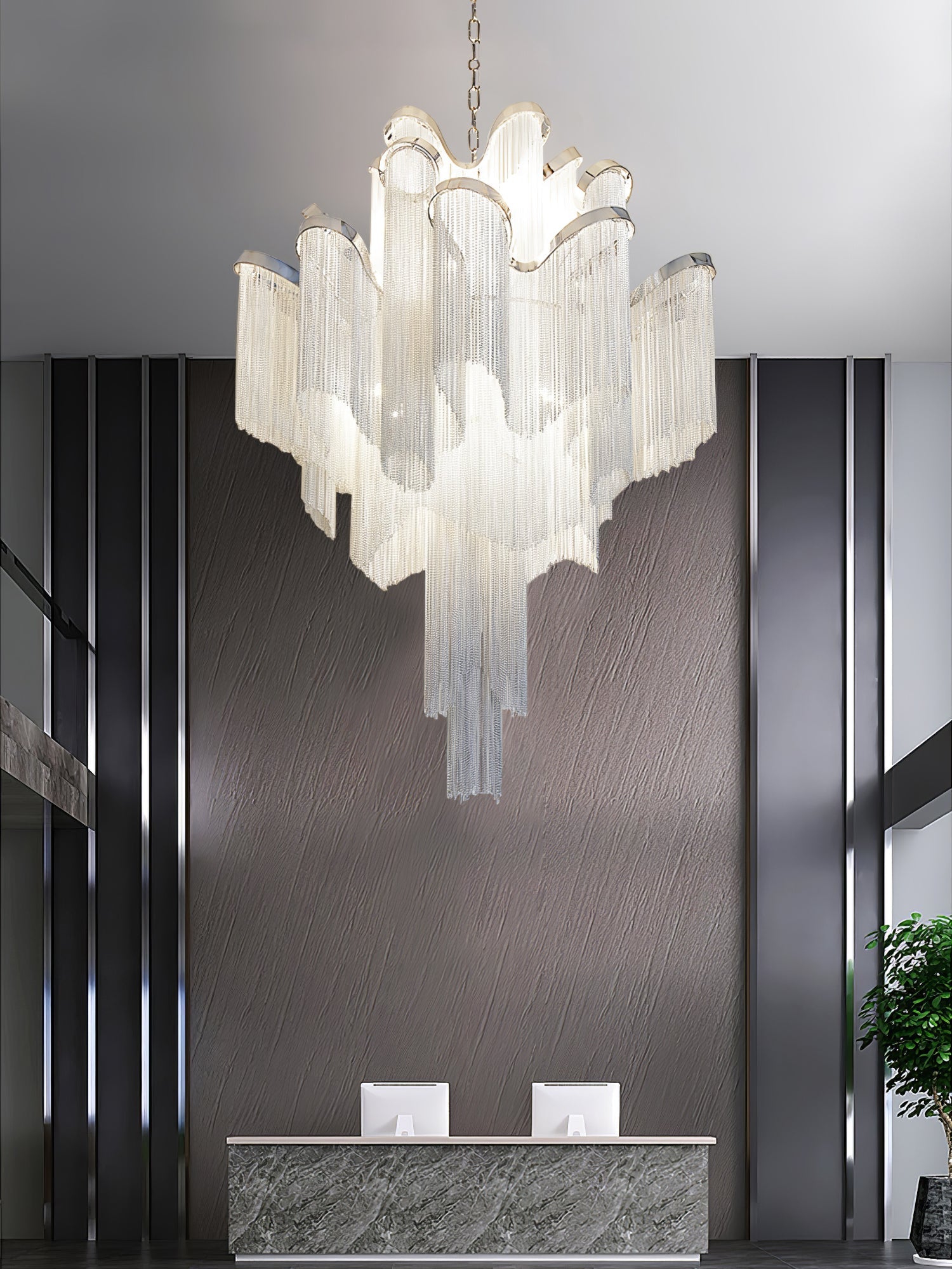 Lustra Pendant Lamp Stream Chain Nickel - Letslighting