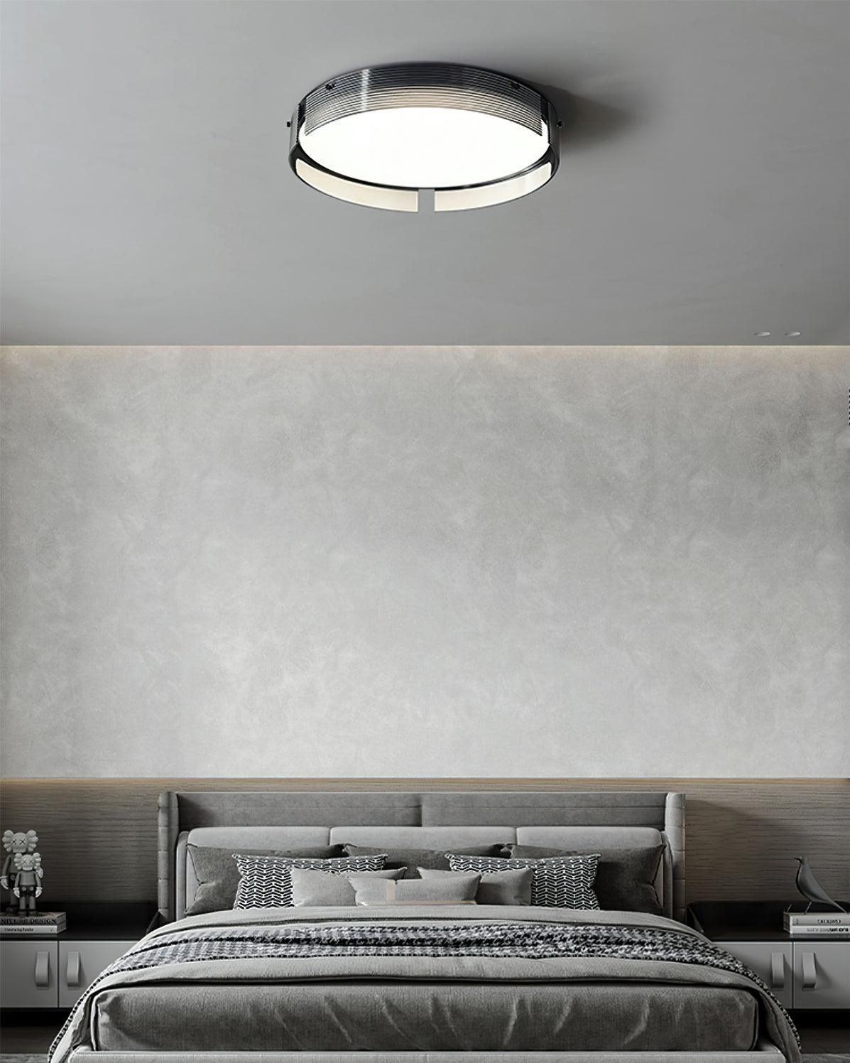 Stripe Brass Ceiling Lamp Circular Frame Modern Bedroom - Letslighting