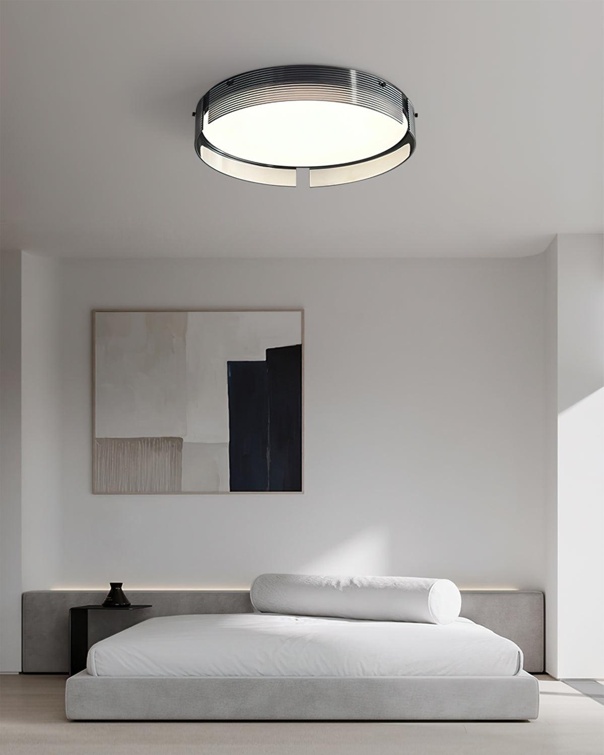 Stripe Brass Ceiling Lamp Circular Frame Modern Bedroom - Letslighting