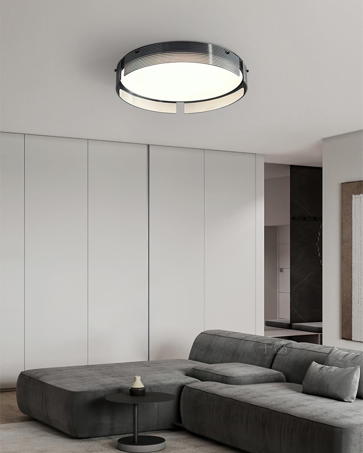 Stripe Brass Ceiling Lamp Circular Frame Modern Bedroom - Letslighting