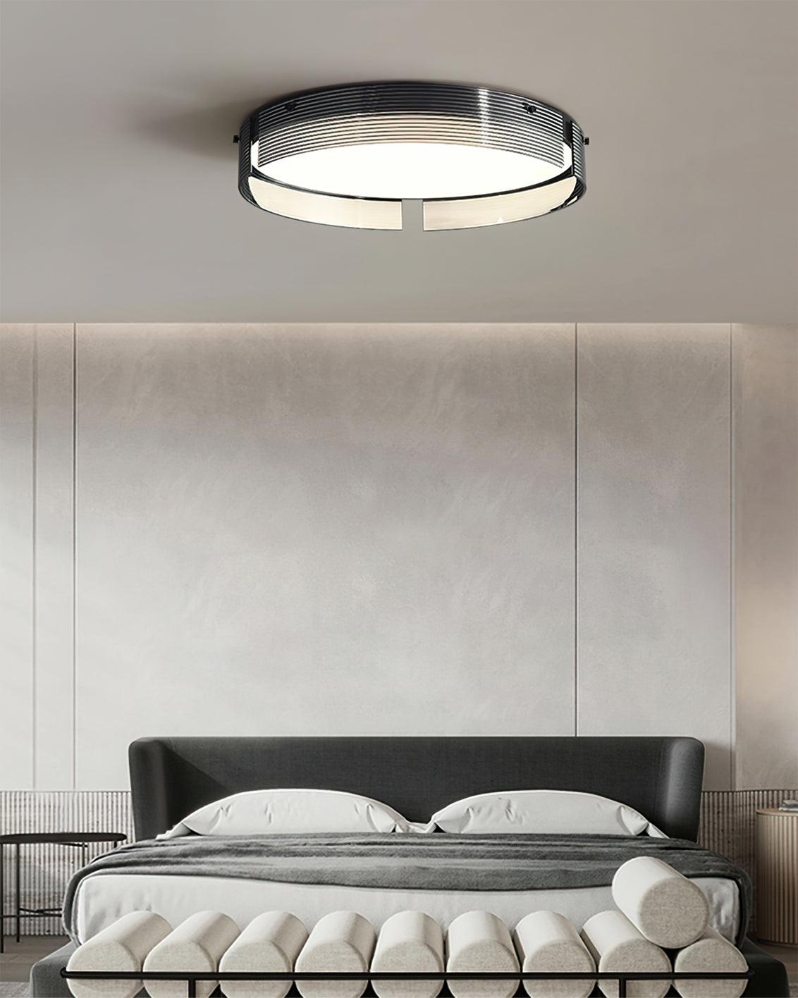 Stripe Brass Ceiling Lamp Circular Frame Modern Bedroom - Letslighting
