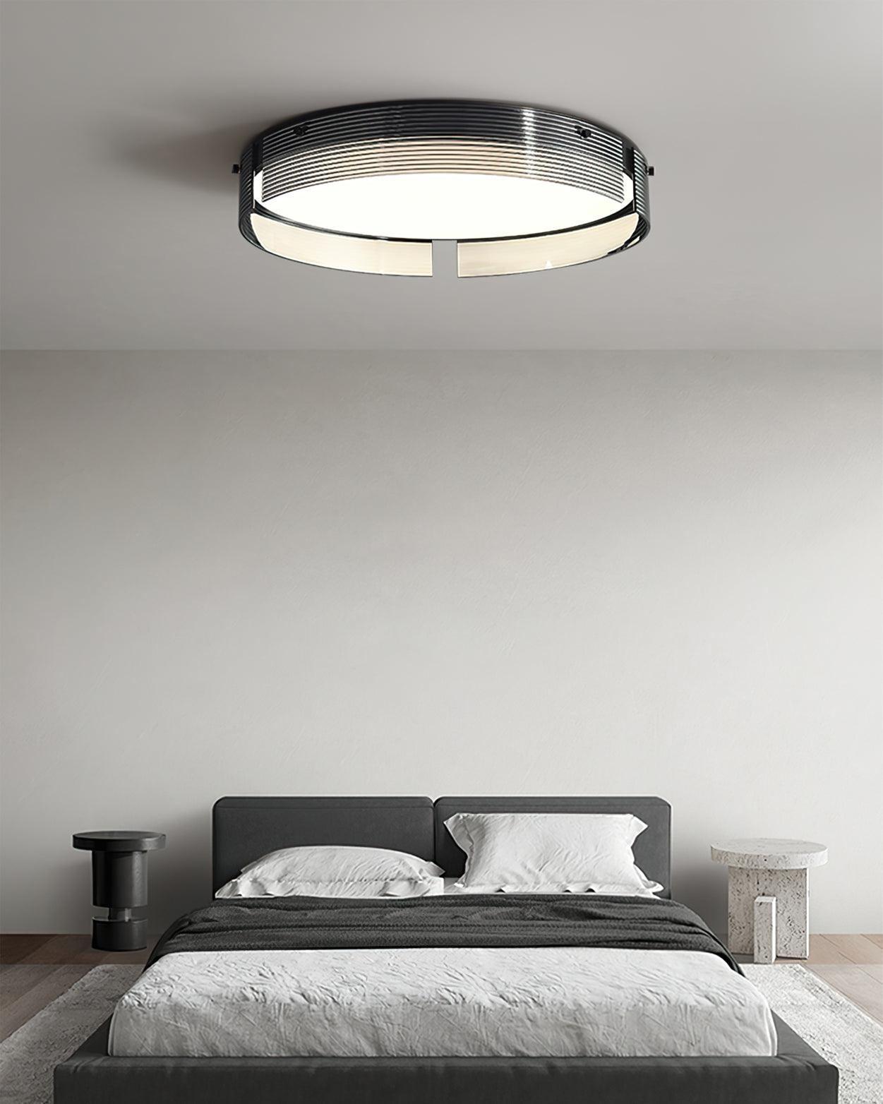 Stripe Brass Ceiling Lamp Circular Frame Modern Bedroom - Letslighting