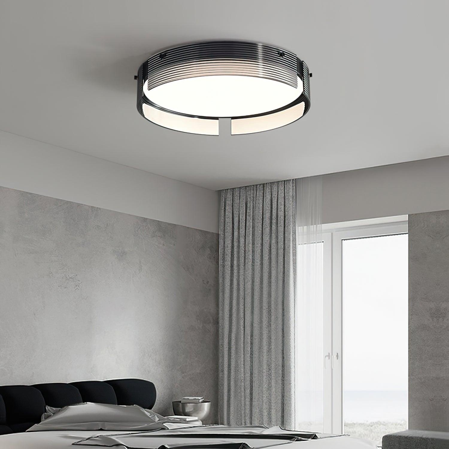 Stripe Brass Ceiling Lamp Circular Frame Modern Bedroom - Letslighting