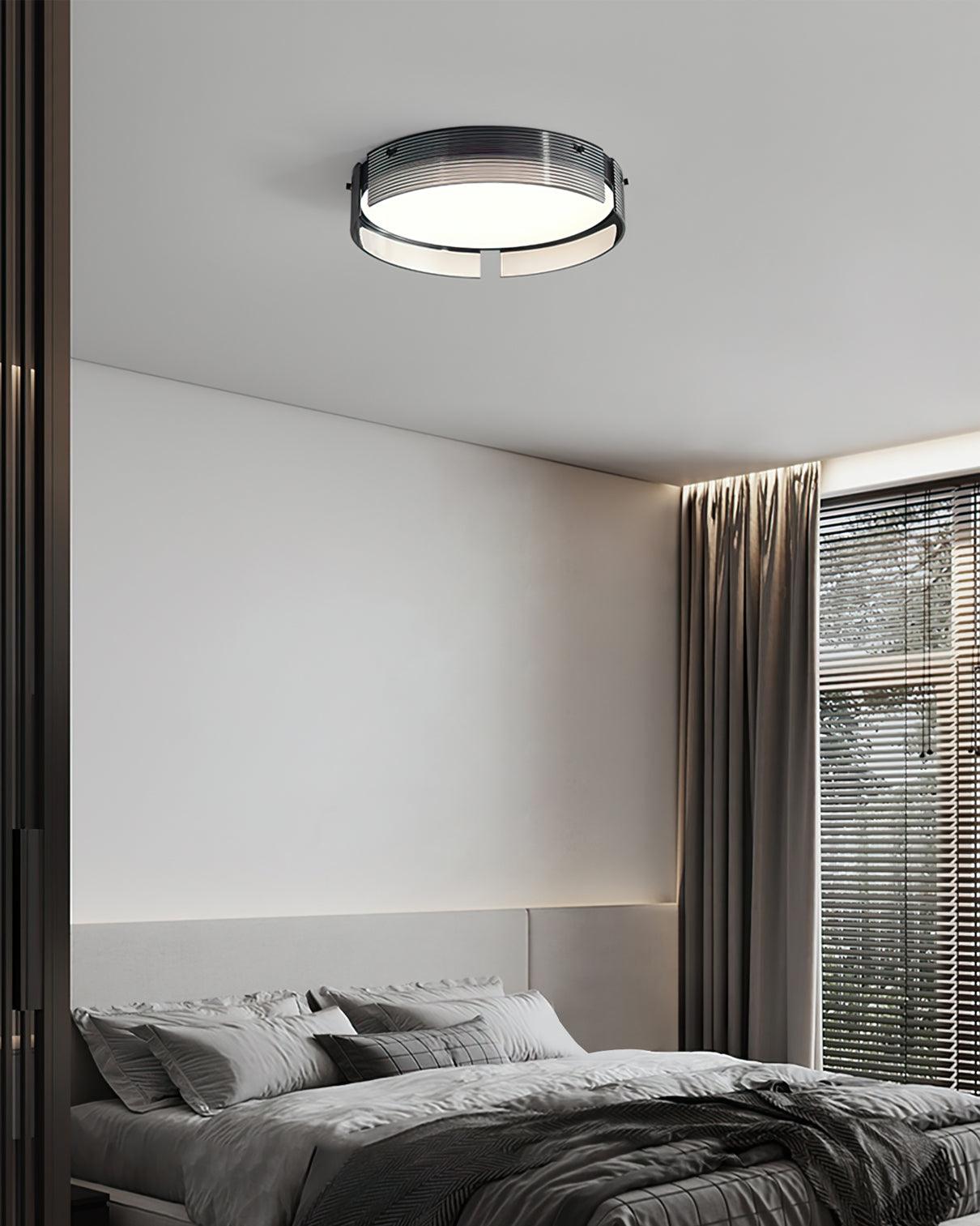 Stripe Brass Ceiling Lamp Circular Frame Modern Bedroom - Letslighting