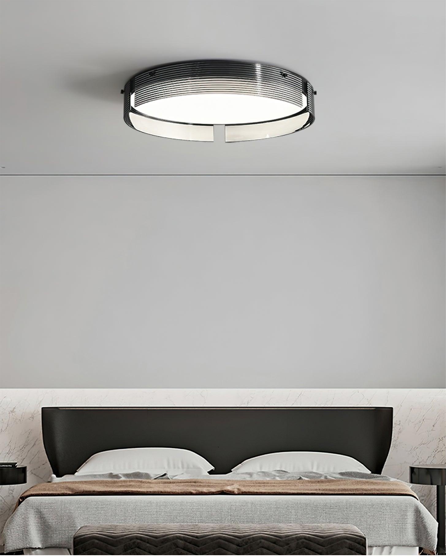 Stripe Brass Ceiling Lamp Circular Frame Modern Bedroom - Letslighting