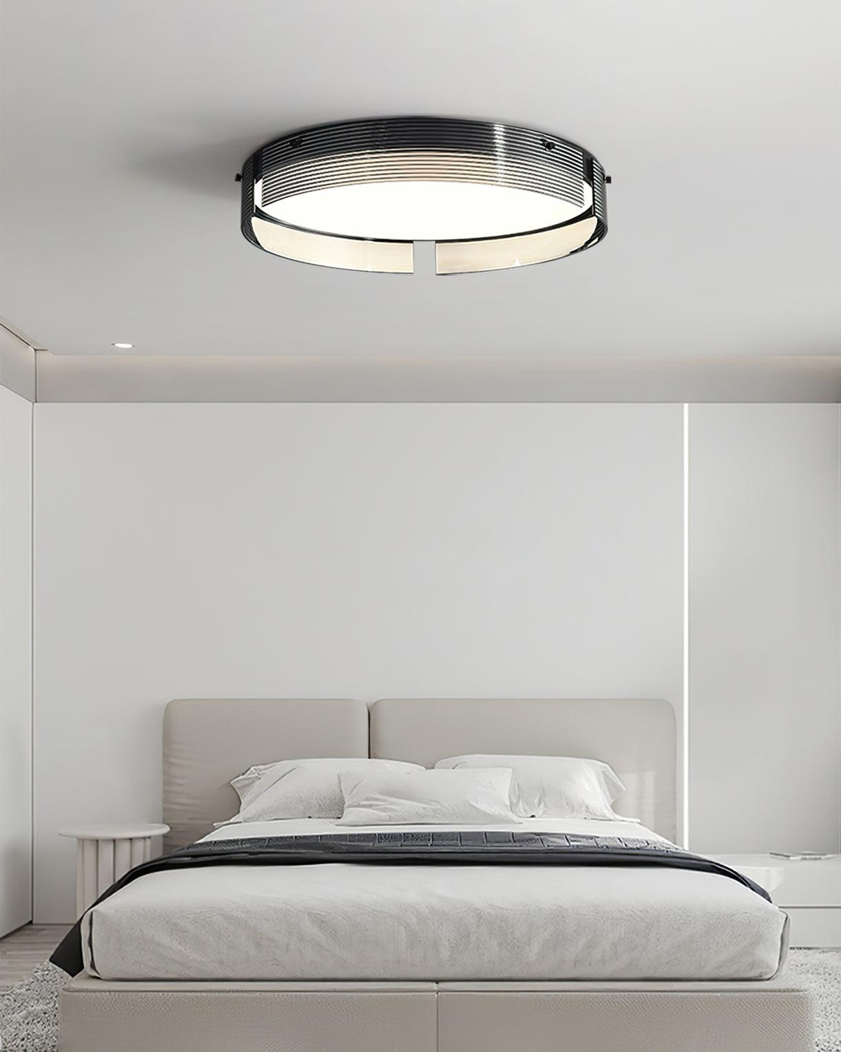 Stripe Brass Ceiling Lamp Circular Frame Modern Bedroom - Letslighting
