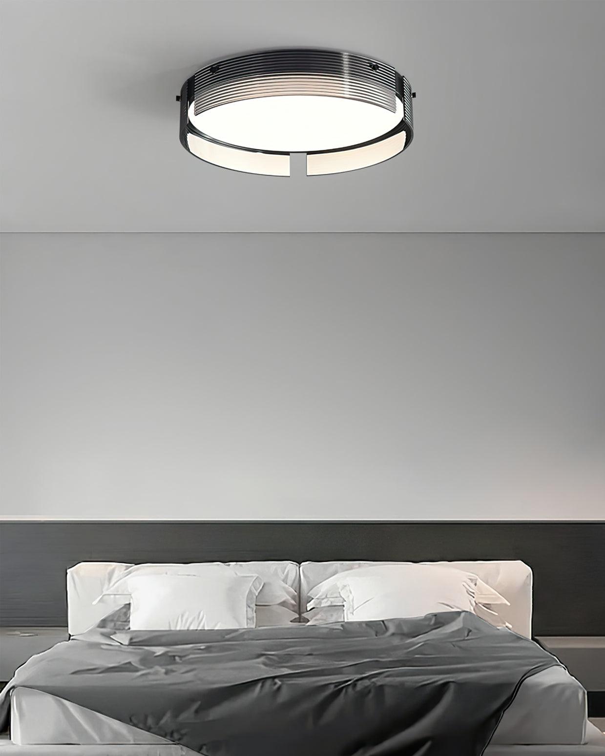 Stripe Brass Ceiling Lamp Circular Frame Modern Bedroom - Letslighting