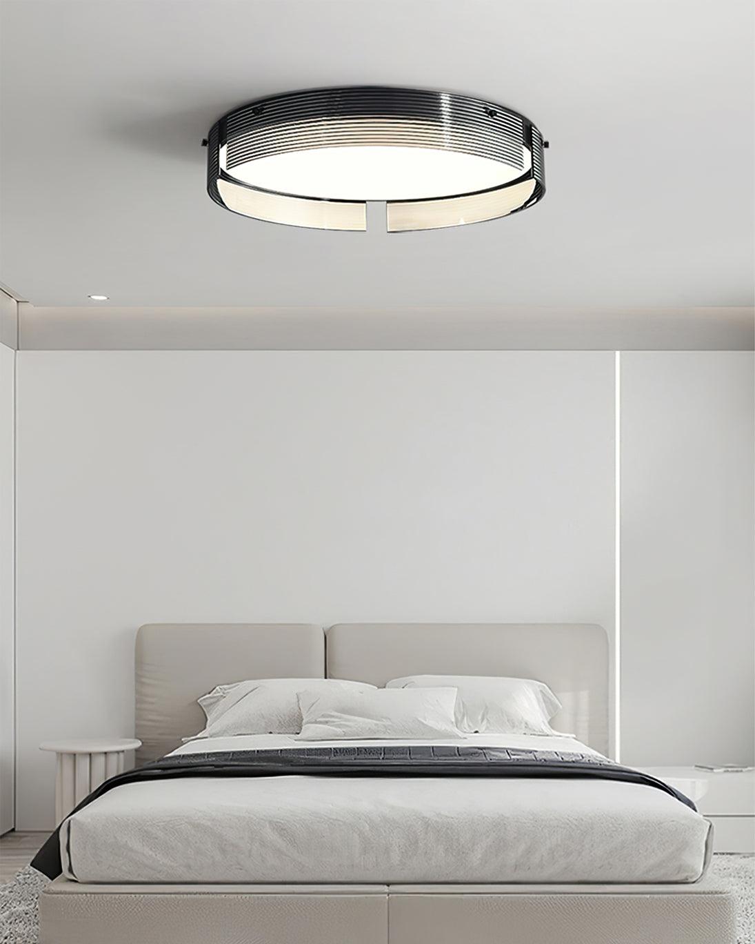 Stripe Brass Ceiling Lamp Circular Frame Modern Bedroom - Letslighting