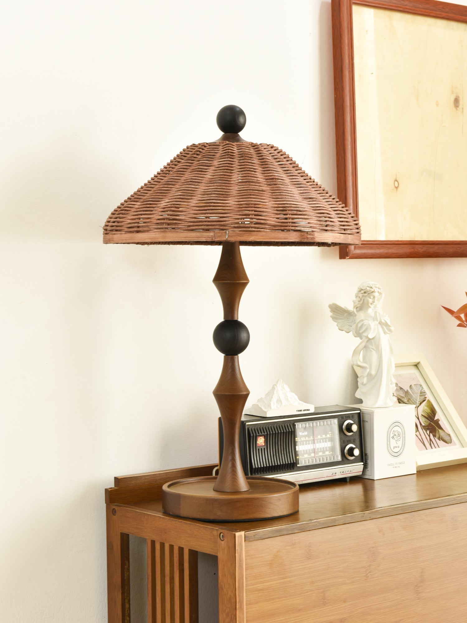 Miran Wood Rattan Vintage Table Lamp - Letslighting