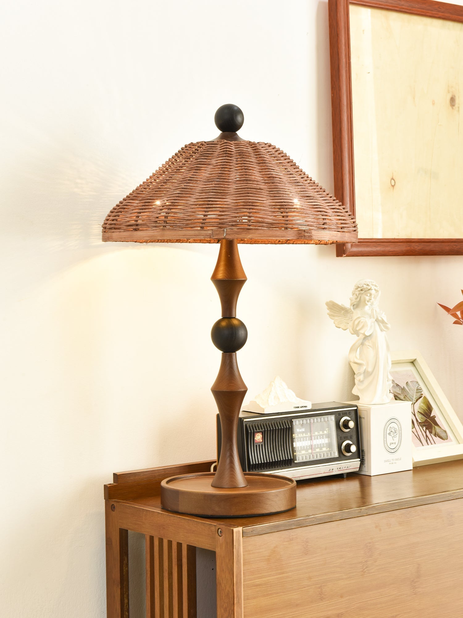 Miran Wood Rattan Vintage Table Lamp - Letslighting