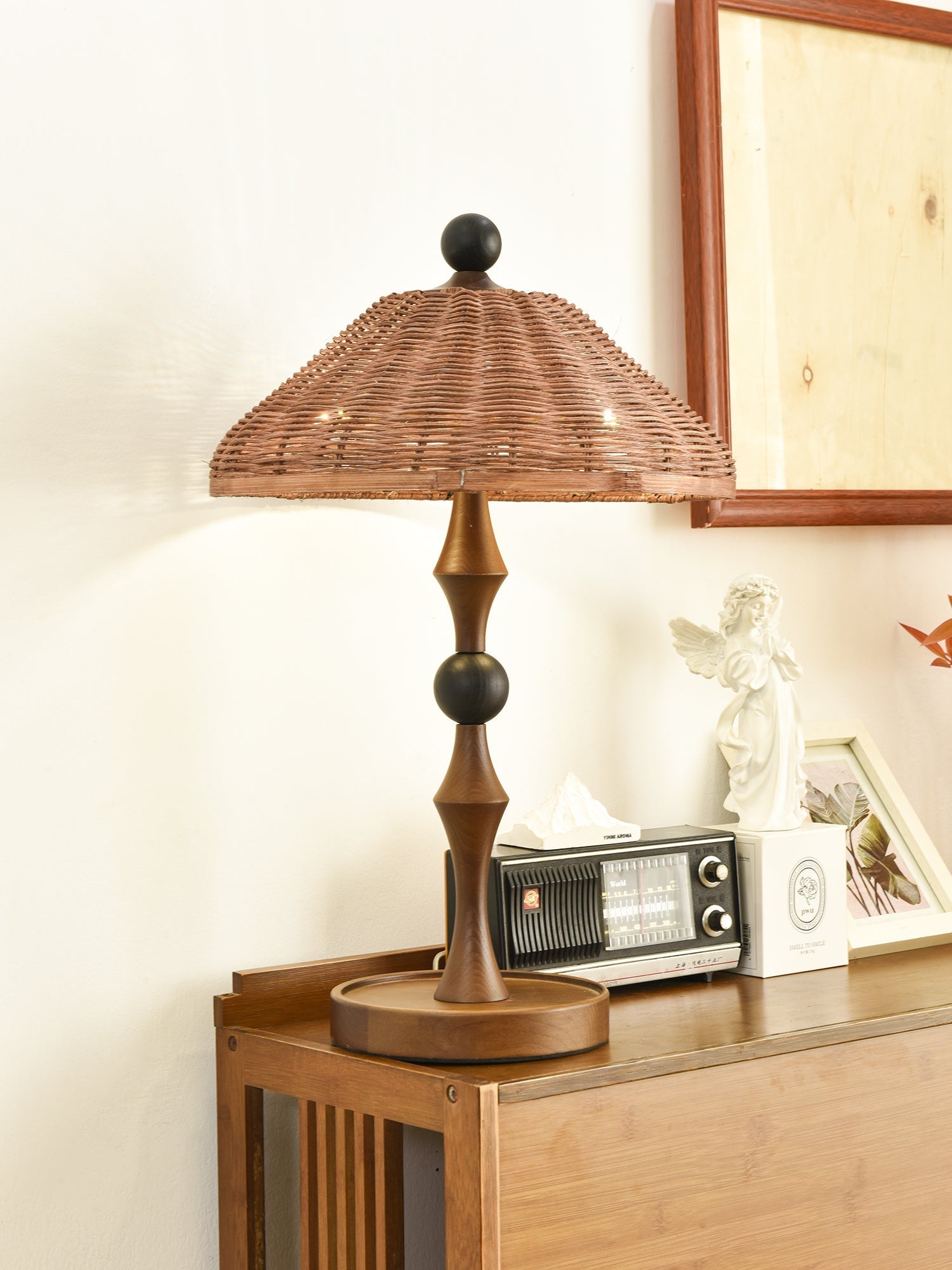 Miran Wood Rattan Vintage Table Lamp - Letslighting