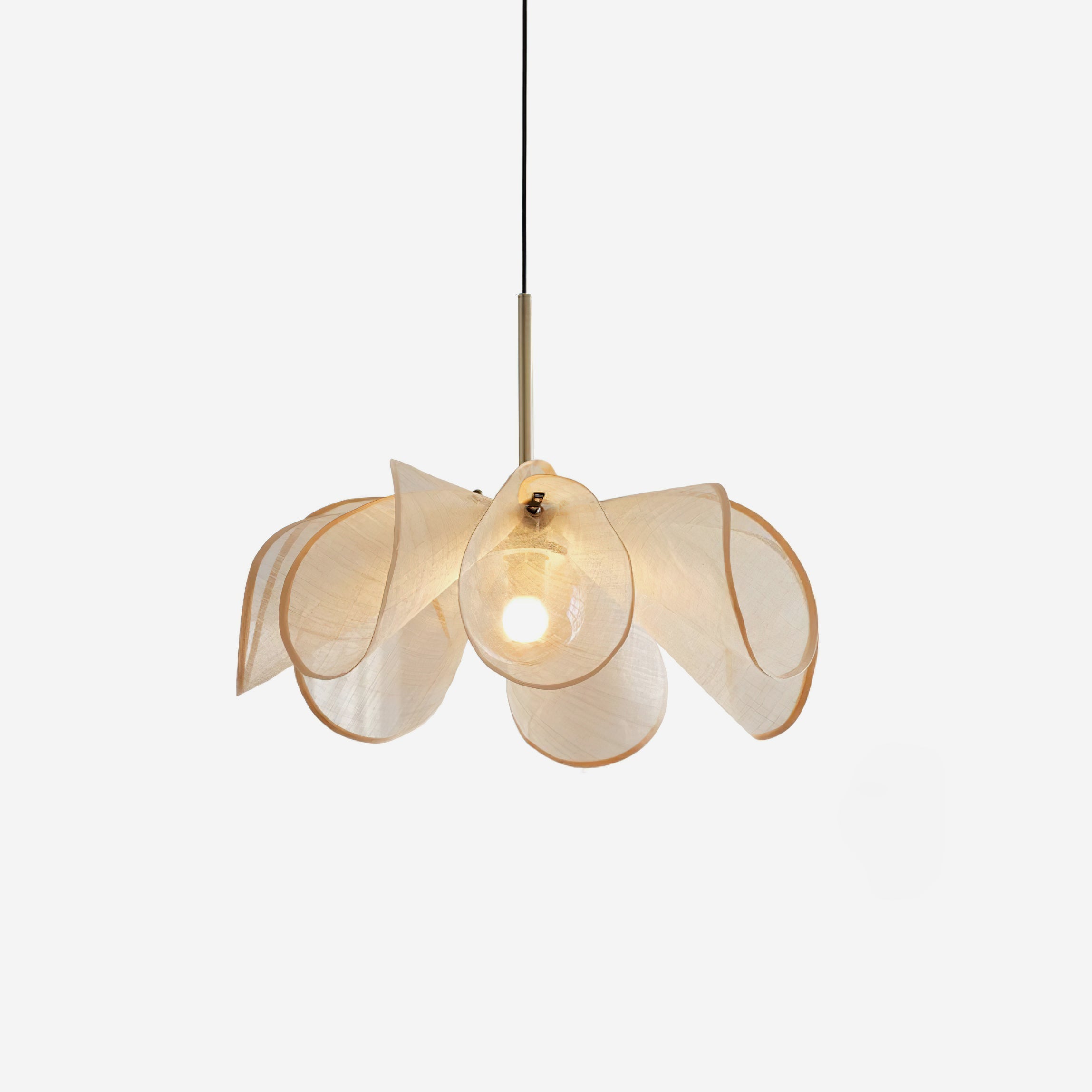 Pendant Lamp Petal Plant Fiber Shade Brown Soft Ambient Bohemian - Letslighting