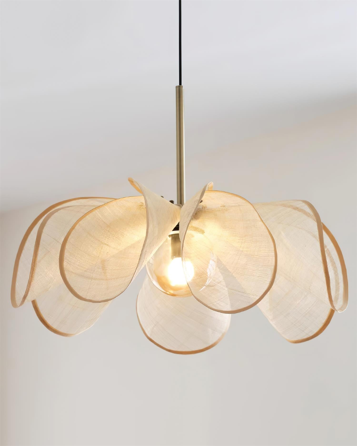 Pendant Lamp Petal Plant Fiber Shade Brown Soft Ambient Bohemian - Letslighting