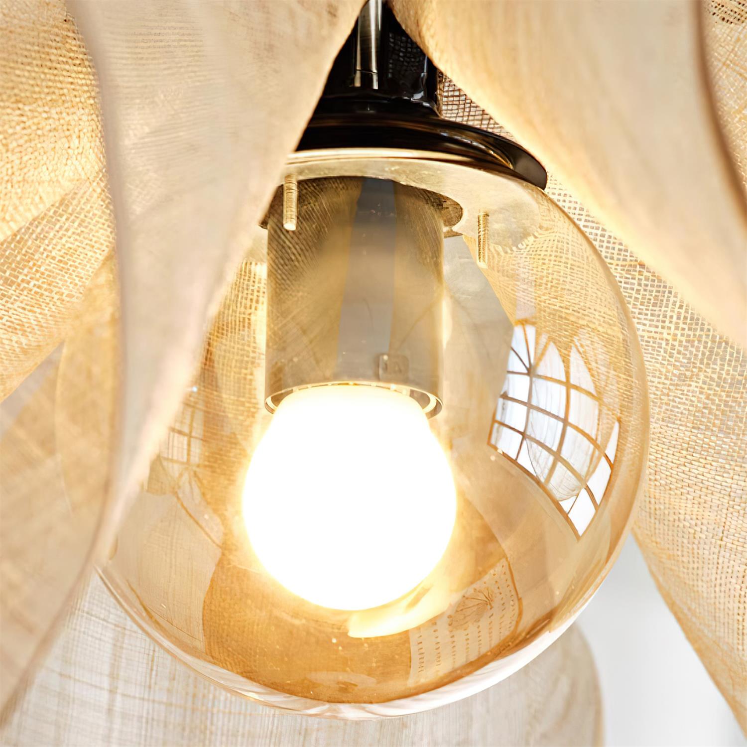 Pendant Lamp Petal Plant Fiber Shade Brown Soft Ambient Bohemian - Letslighting