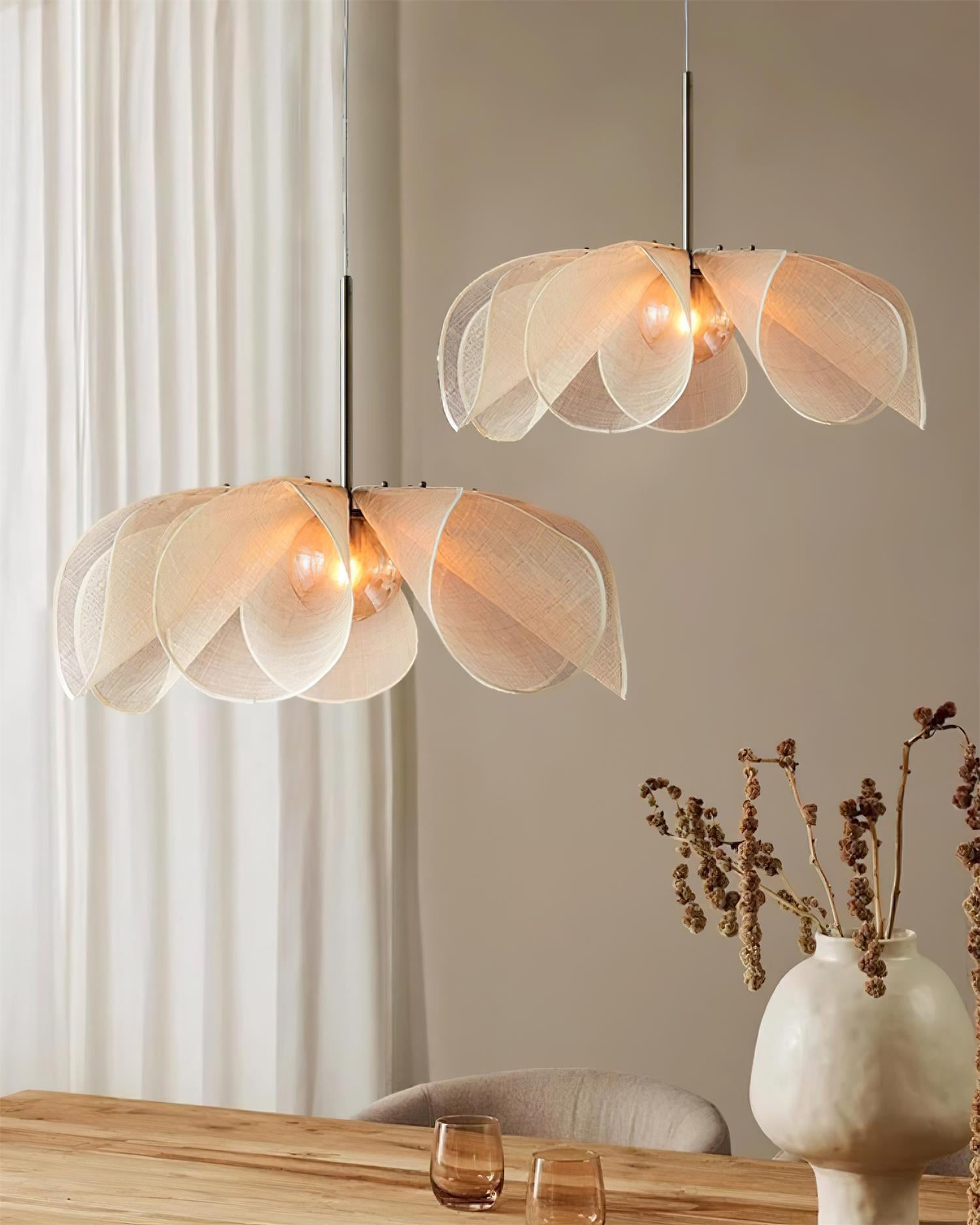 Pendant Lamp Petal Plant Fiber Shade Brown Soft Ambient Bohemian - Letslighting