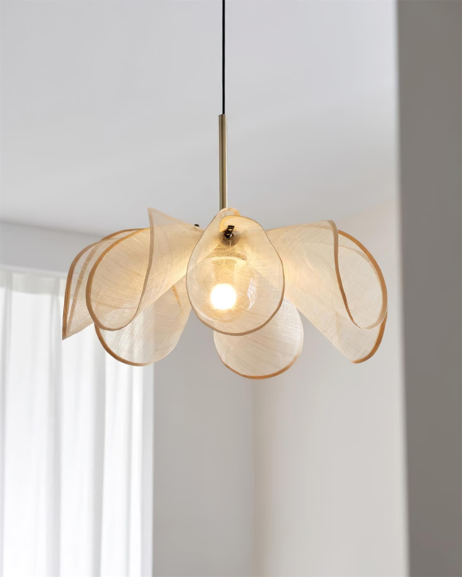 Pendant Lamp Petal Plant Fiber Shade Brown Soft Ambient Bohemian - Letslighting