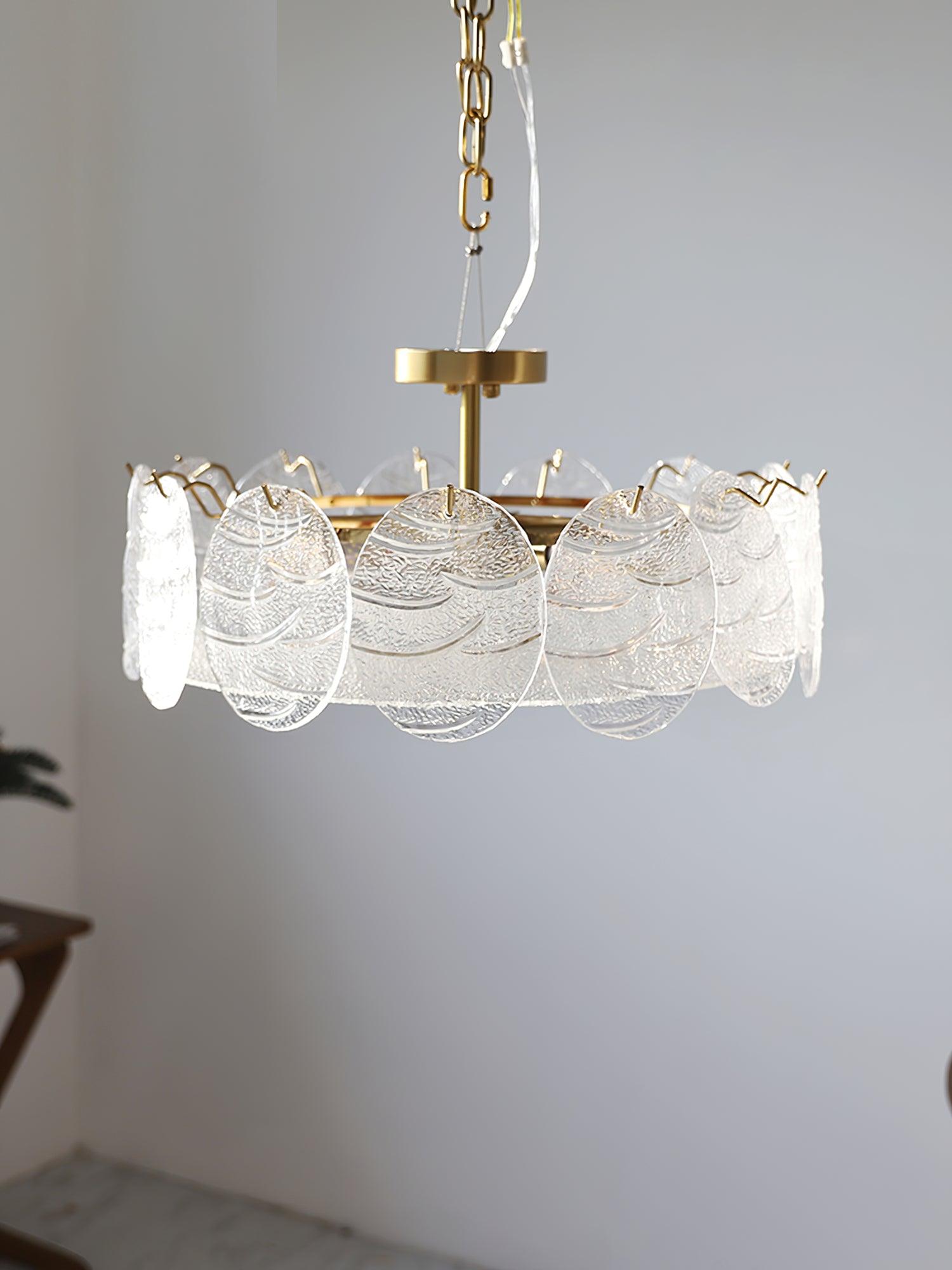 Lustra Ceiling Lamp with Gold Finish and Ribbed Glass - Letslighting