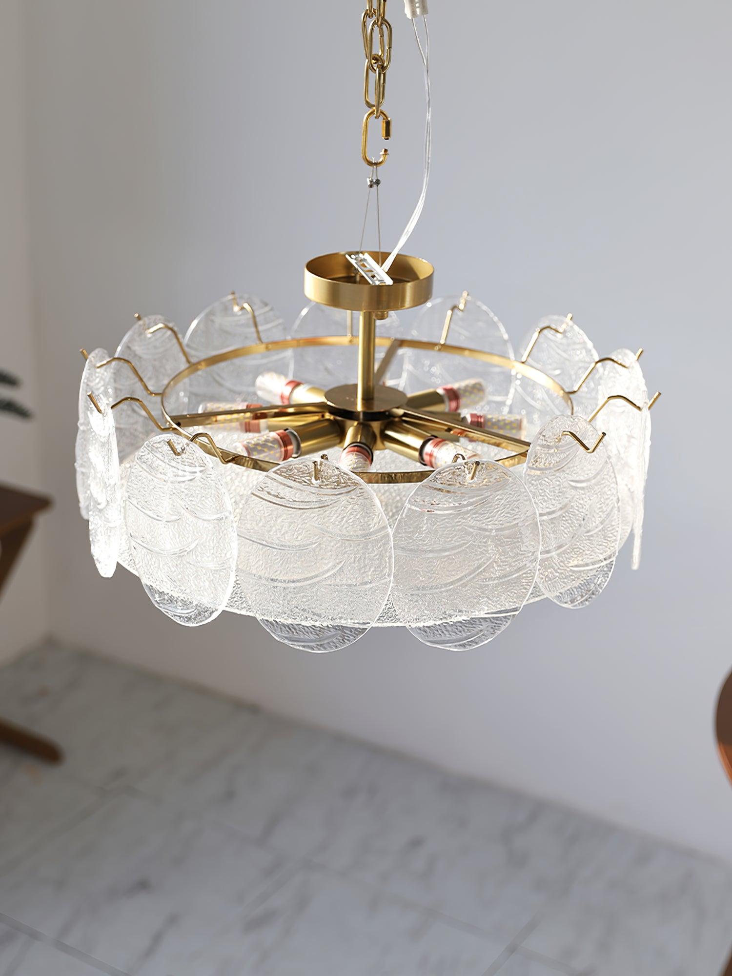 Lustra Ceiling Lamp with Gold Finish and Ribbed Glass - Letslighting