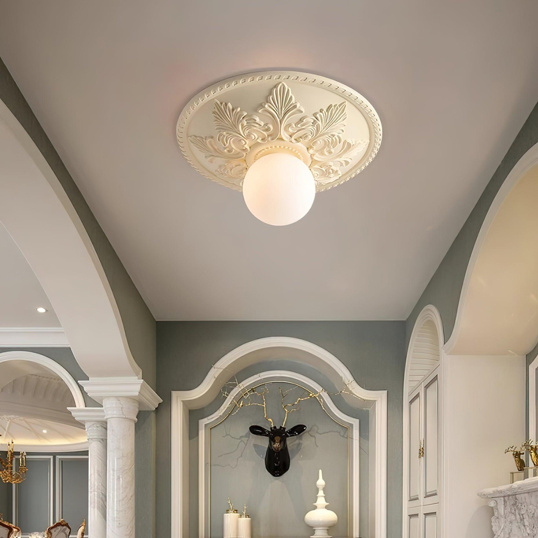 Ceiling Light Resin Canopy Glass Globe Classic Ornate - Letslighting