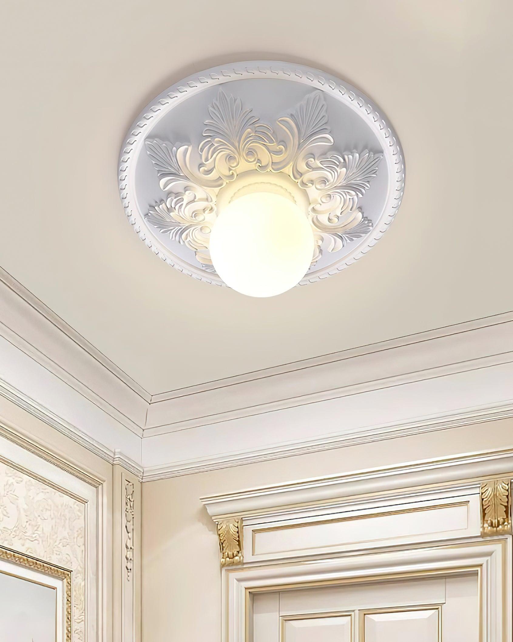 Ceiling Light Resin Canopy Glass Globe Classic Ornate - Letslighting