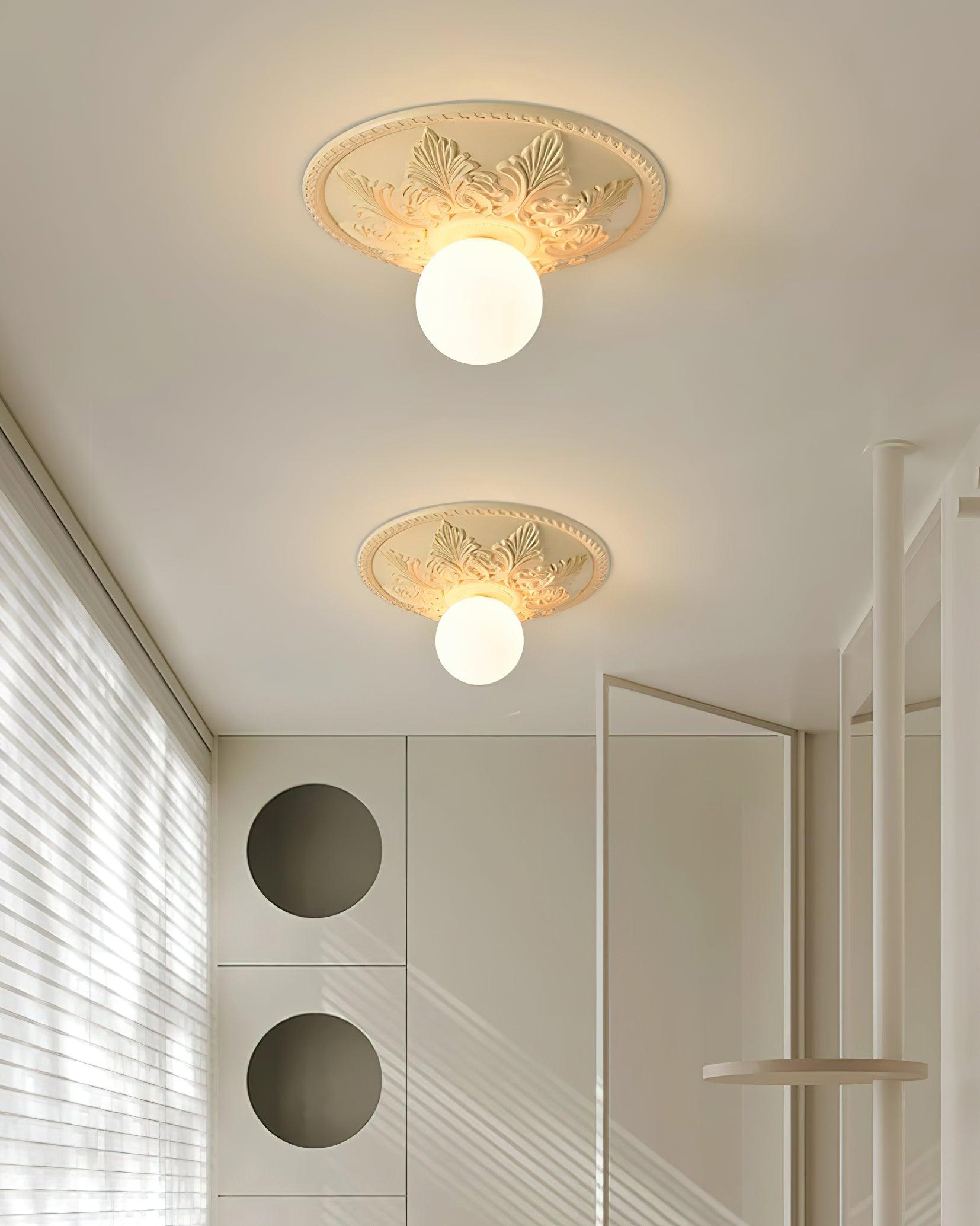 Ceiling Light Resin Canopy Glass Globe Classic Ornate - Letslighting