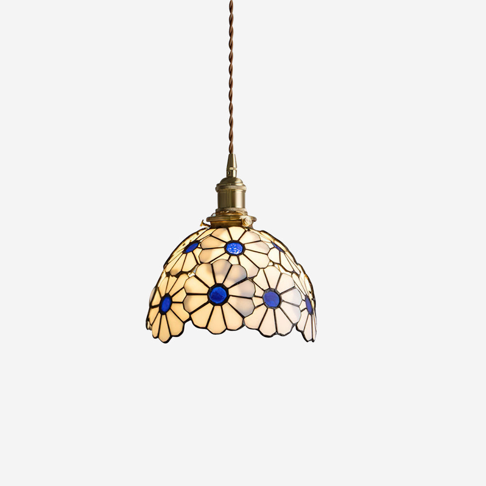 Tiffany Floral Pendant Light Blue